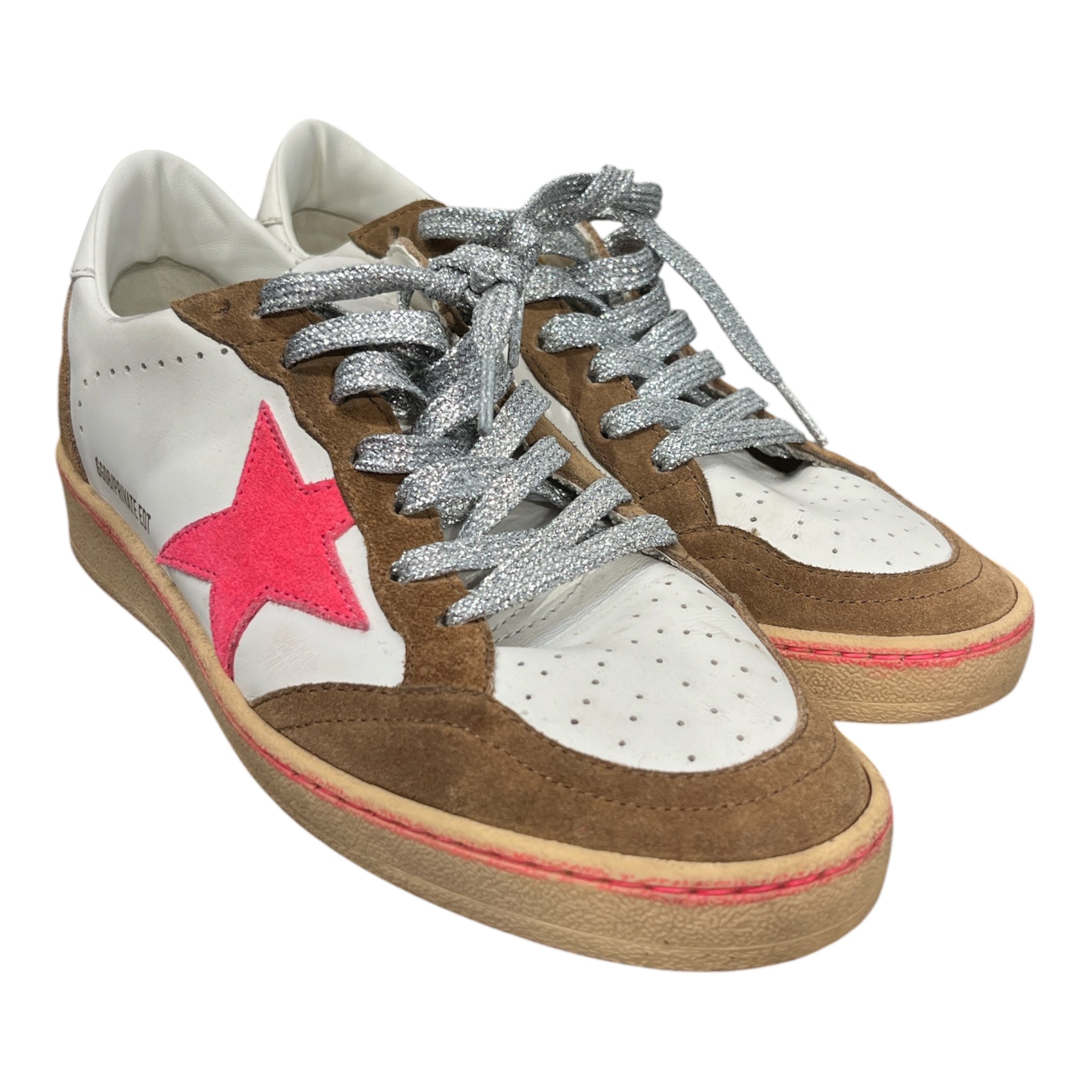 GOLDEN GOOSE/Low-Sneakers/EU 37/WHT/BROWN SUEDE PINK STAR view 1