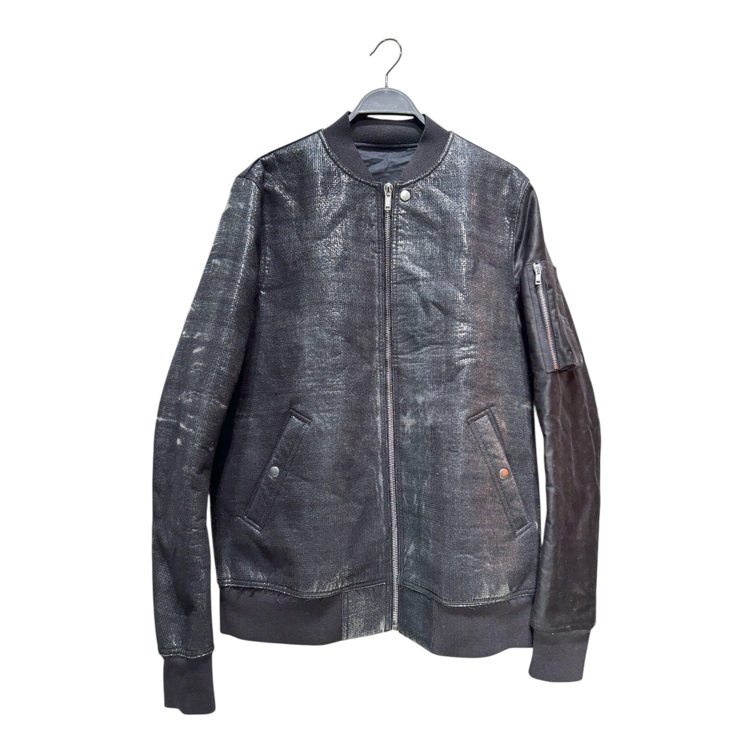 Rick Owens/Flight Jkt/42/Cotton/BLK/HEAVY FLIGHT BMBR JKT SILV DET view 1