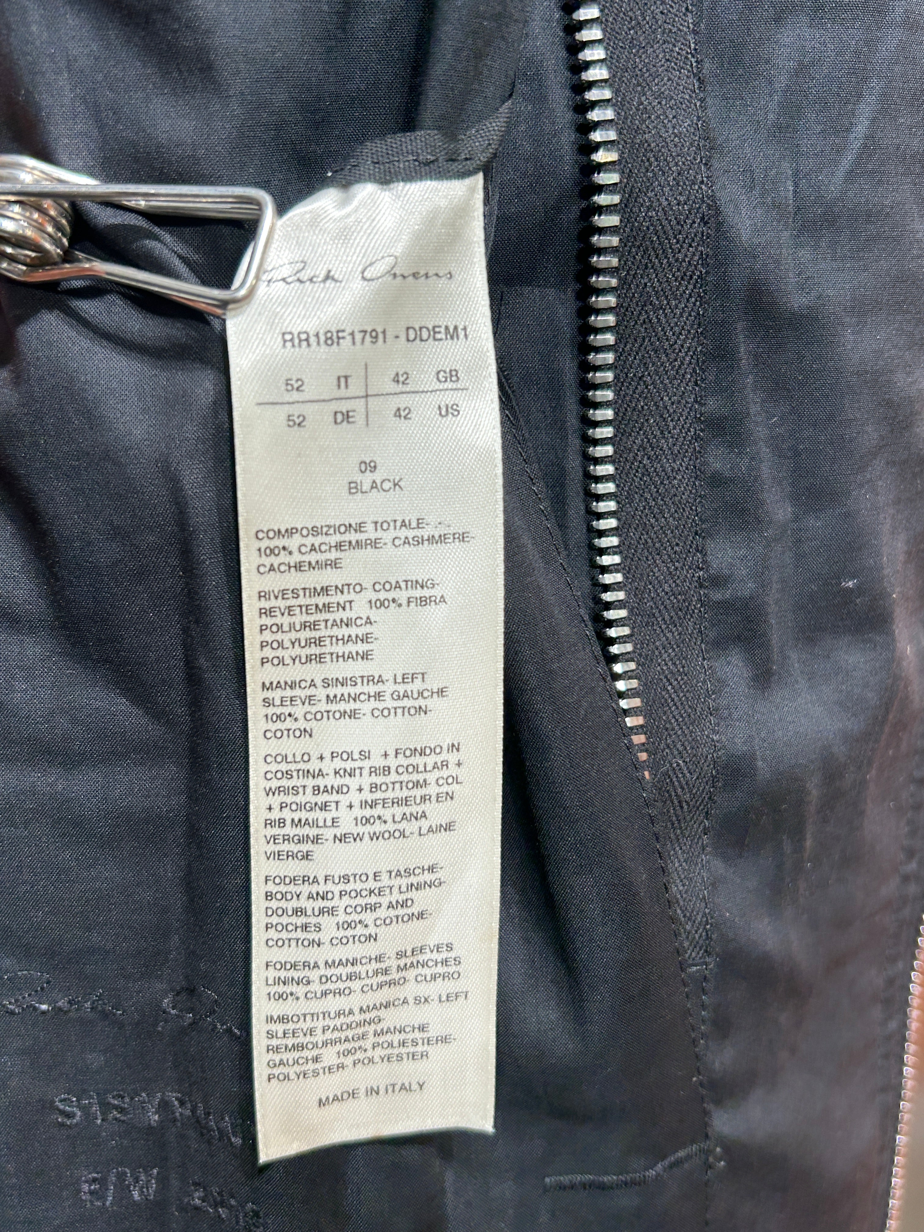 Rick Owens/Flight Jkt/42/Cotton/BLK/HEAVY FLIGHT BMBR JKT SILV DET view 3