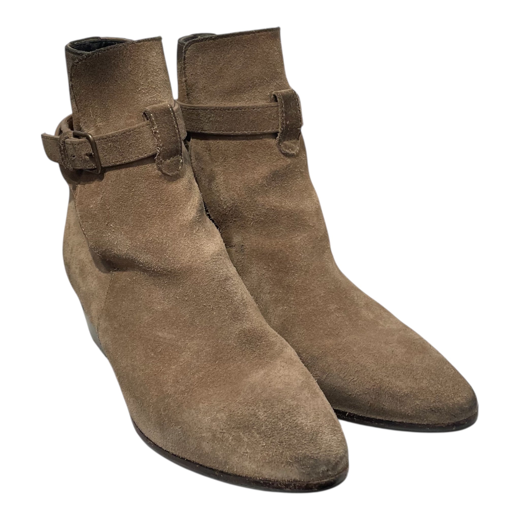 SAINT LAURENT/Booties/EU 35/Suede/BEG/STRAP ON ANKLE view 1