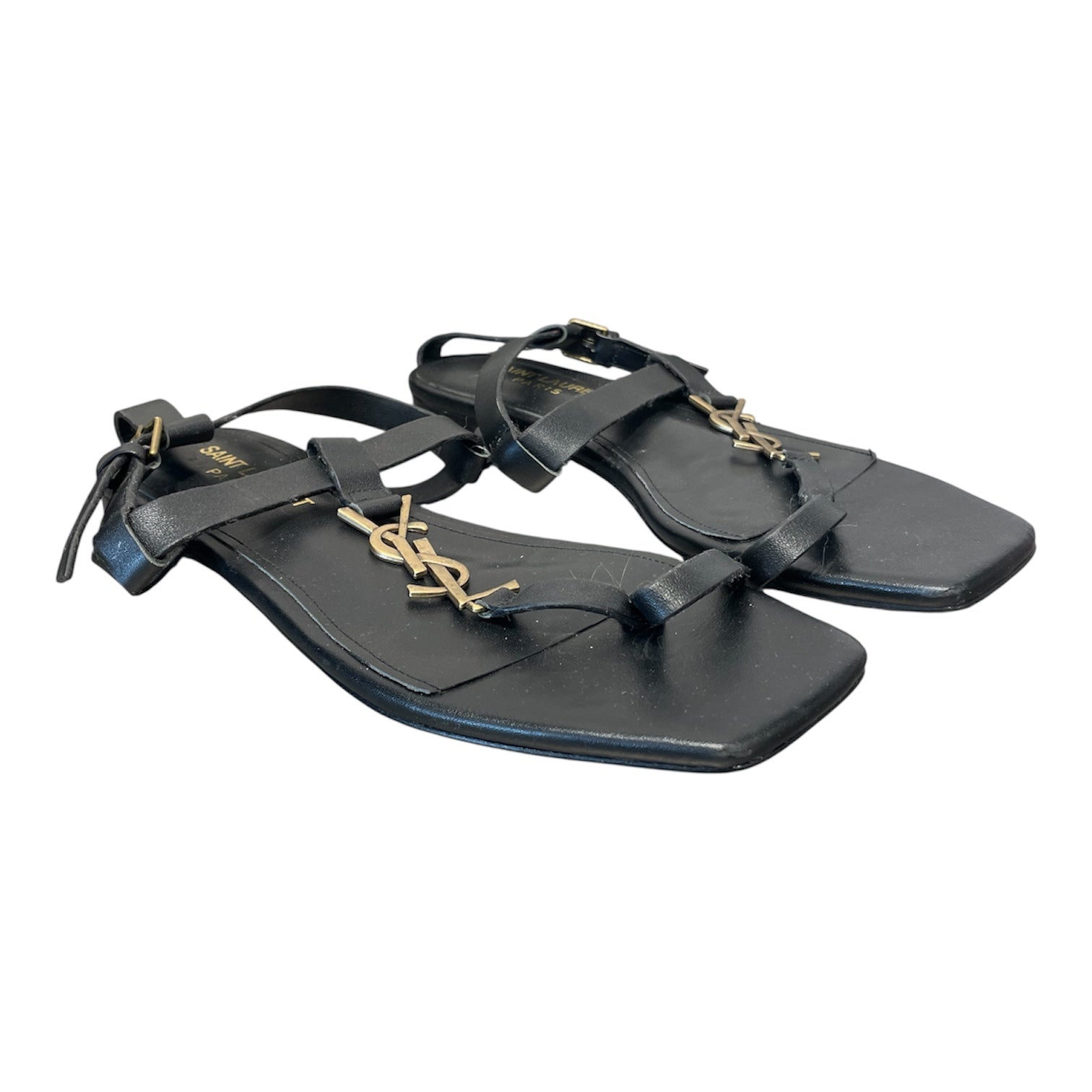 YVES SAINT LAURENT/Sandals/EU 39/Leather/BLK/CASSANDRA SANDAL view 1