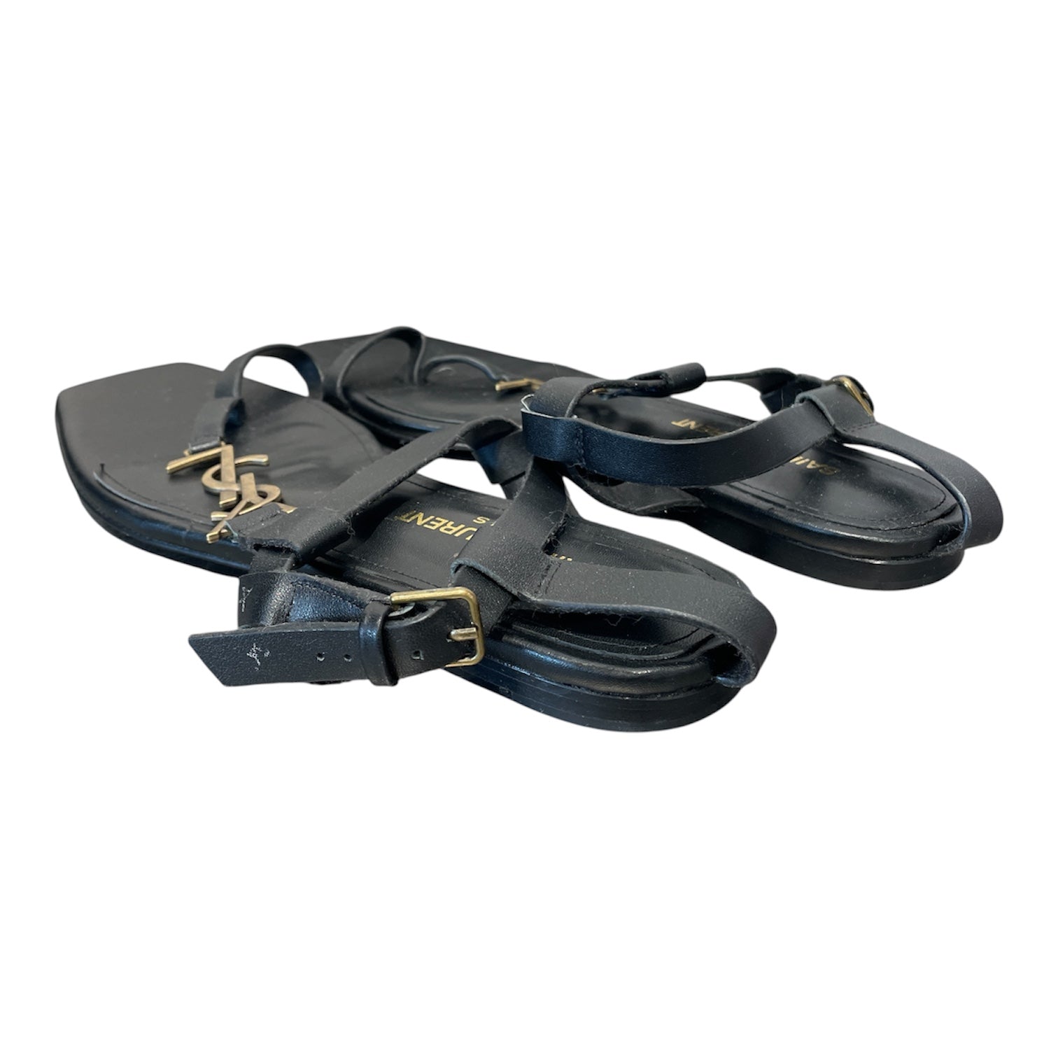 YVES SAINT LAURENT/Sandals/EU 39/Leather/BLK/CASSANDRA SANDAL view 2