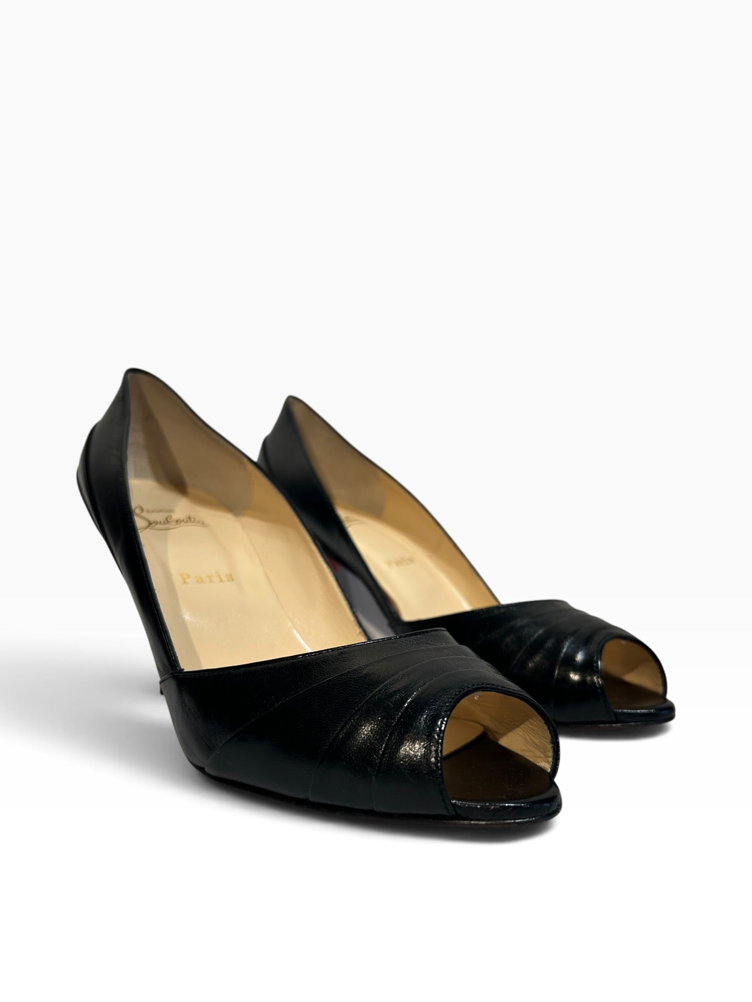 Christian Louboutin/Heels/EU 40.5/BLK/Armadillo Peep Toe view 1
