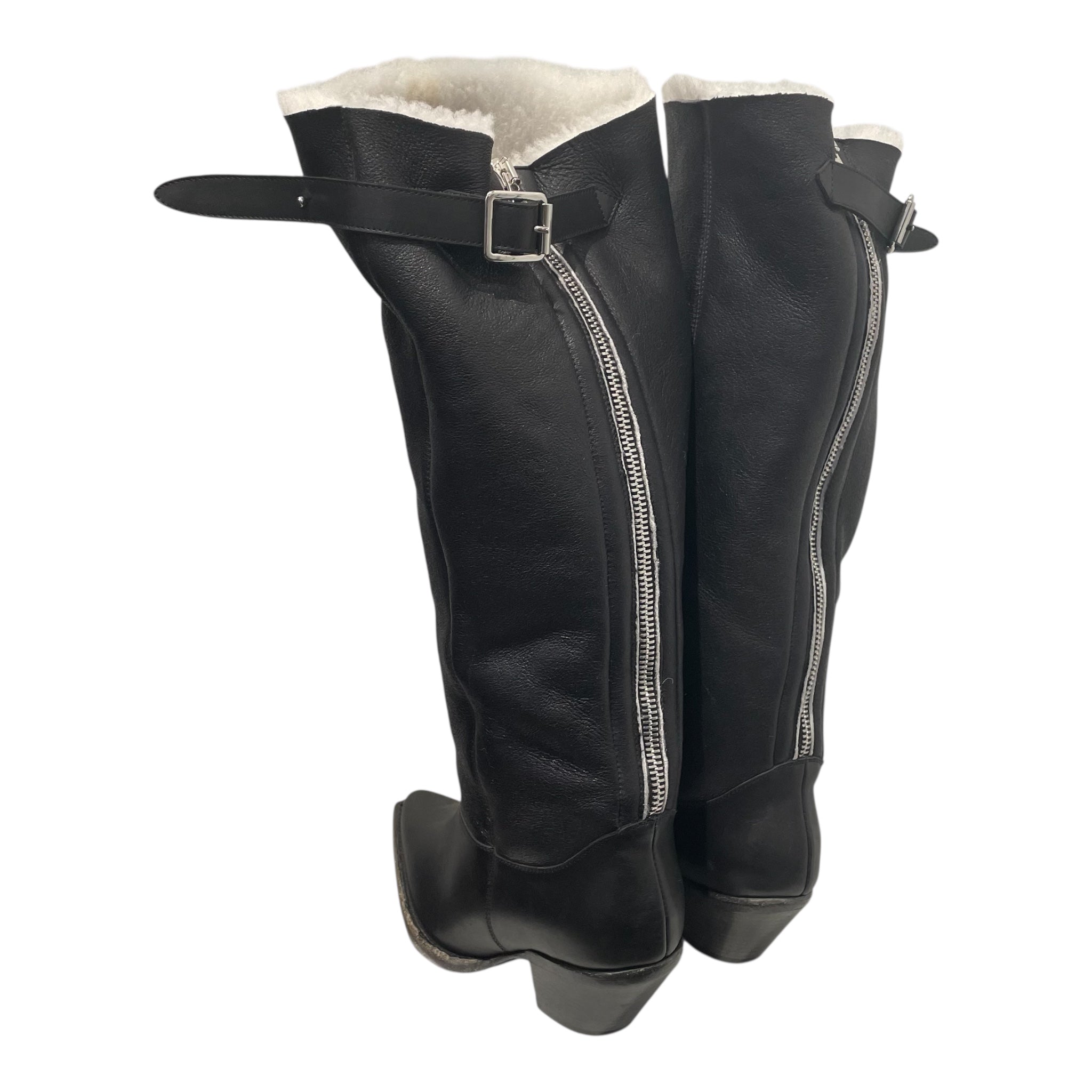 R13/Boots/EU 37/Leather/BLK/fur lined zip up long boot view 2