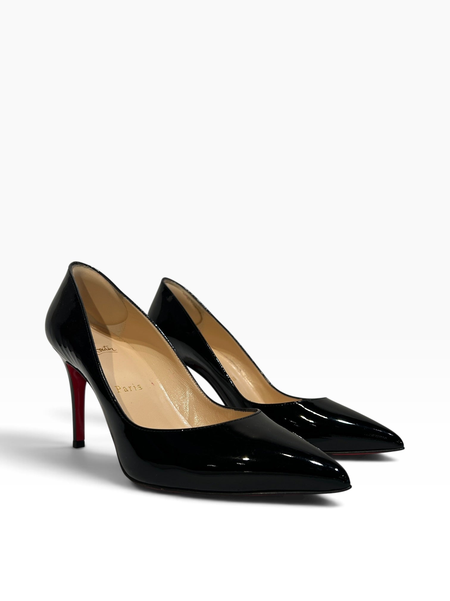 Christian Louboutin/Heels/EU 37.5/Leather/BLK/PIGALLE 85 PATENT CALF view 1