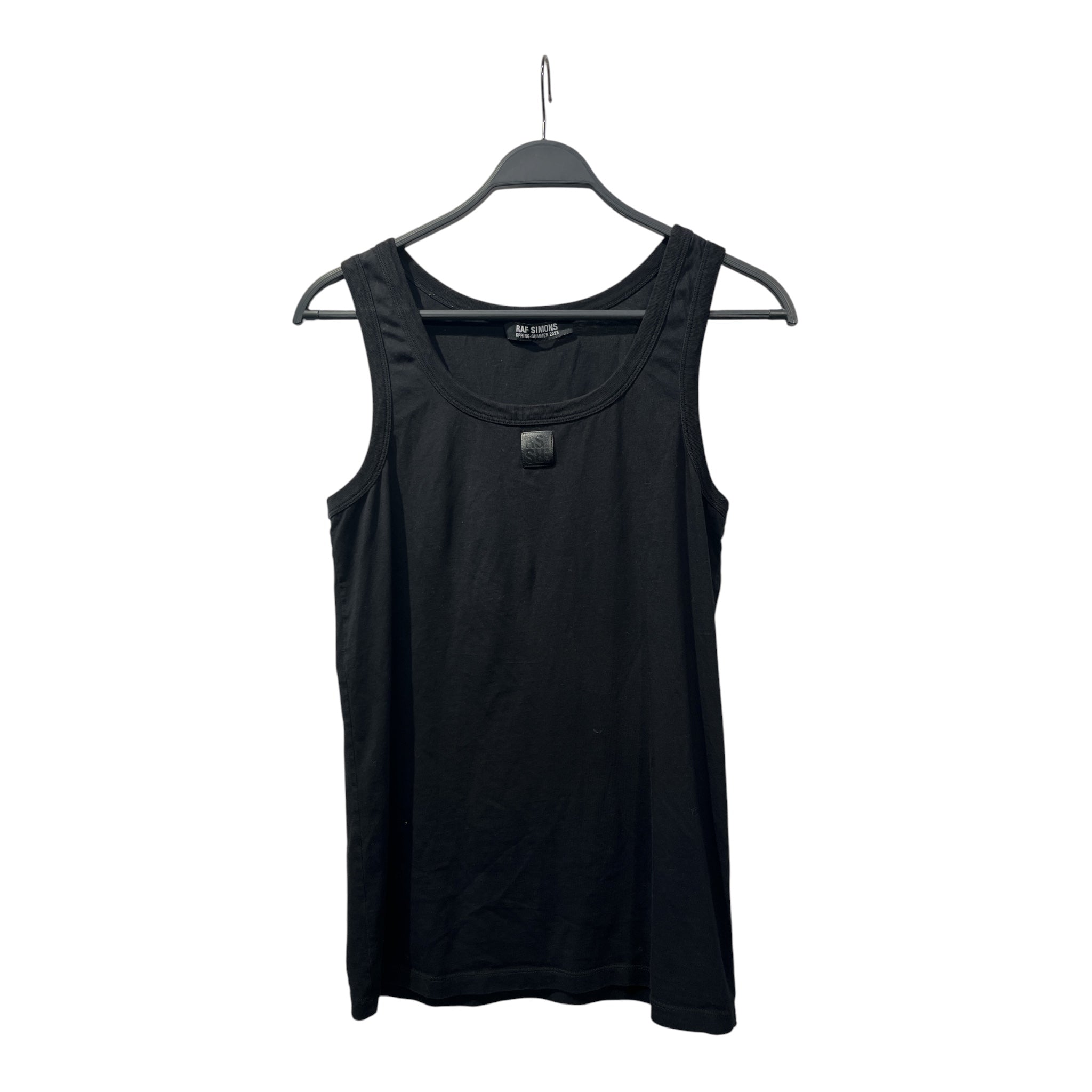 RAF SIMONS/Tank Top/L/Cotton/BLK/TONAL LOGO PATCH ON CHEST view 1