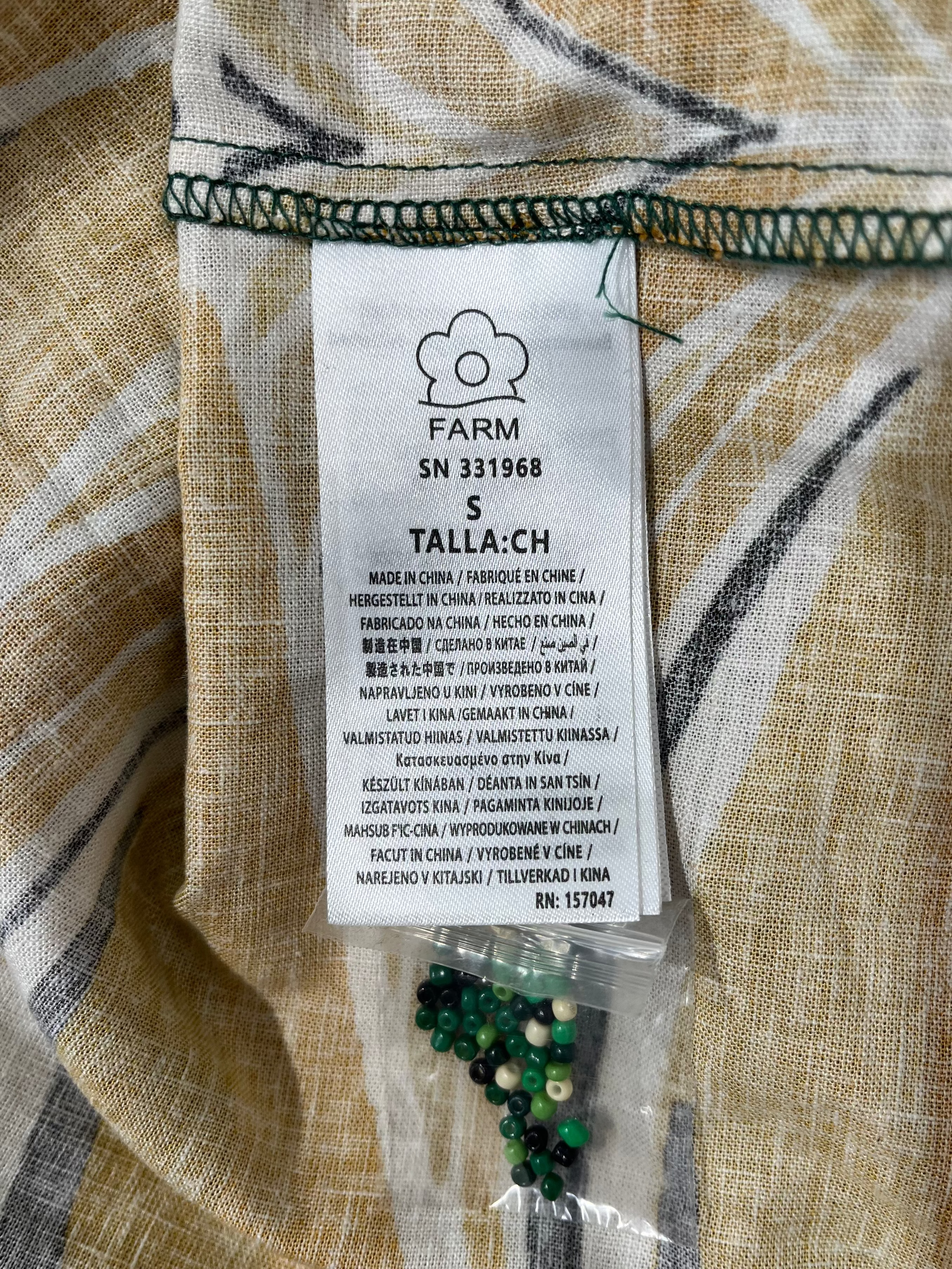 FARM Rio/Dress/S/Floral Pattern/Linen/GRN/TOUCAN FLORAL DRESS BEADED view 4