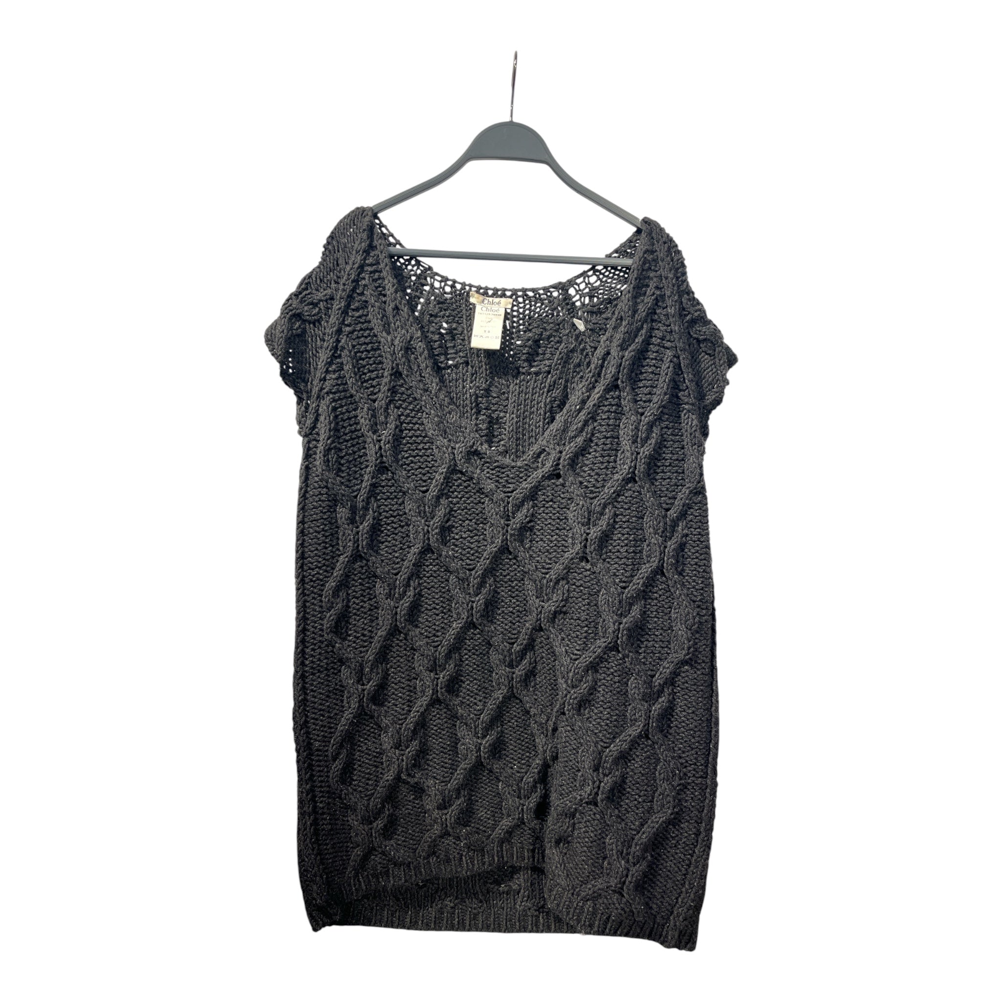 Chloe/Heavy Sweater/S/Wool/BLK/CABLE KNIT SLEEVELESS view 1