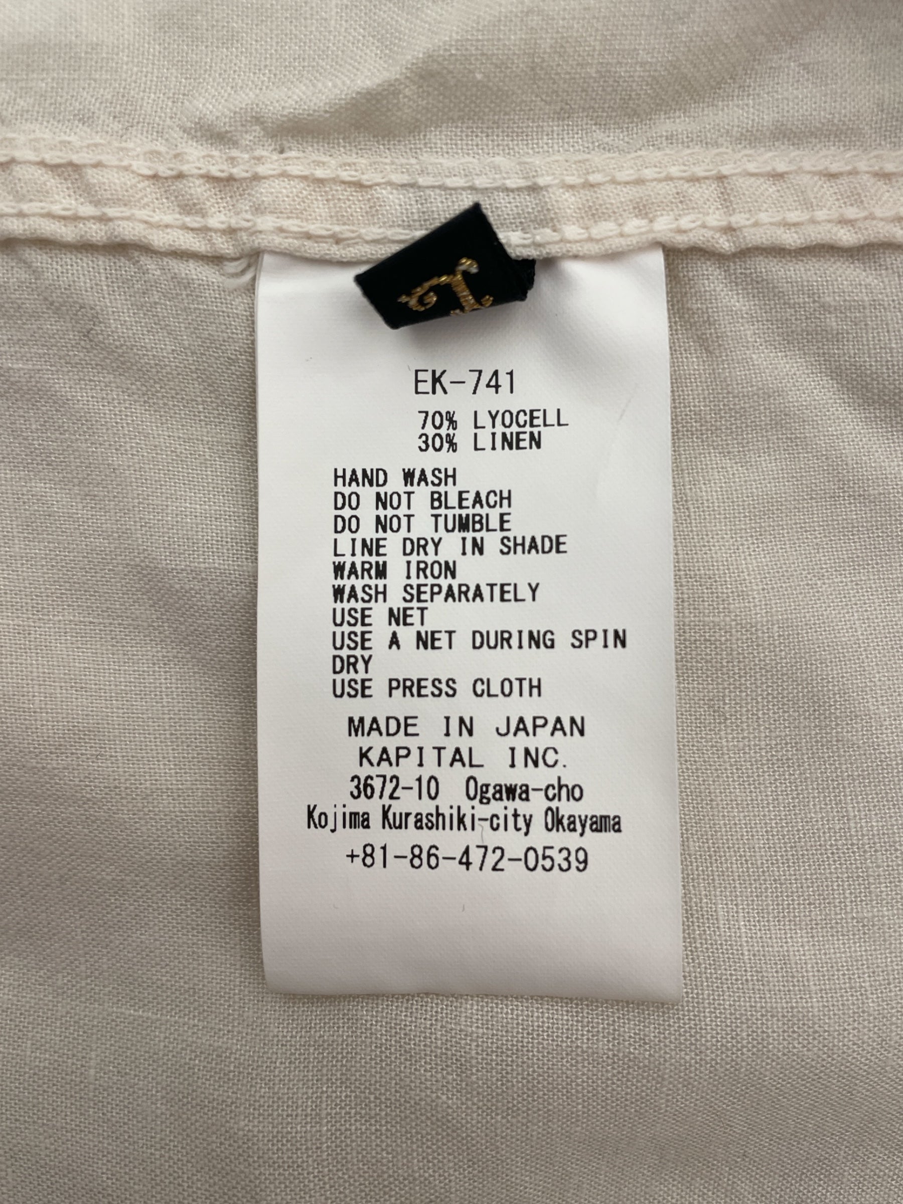 KAPITAL/Shirt/3/Cotton/CRM/POCKET ON SIDE OVERSISED view 4