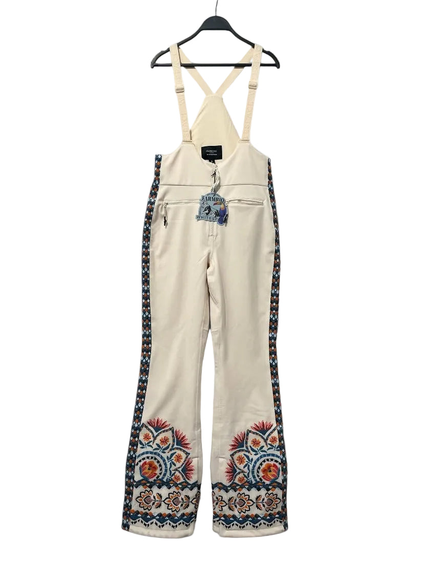 WHITESPACE/FARM Rio/Overall/S/Floral Pattern/Nylon/WHT/LUCY FLORAL SKI BIBS view 1