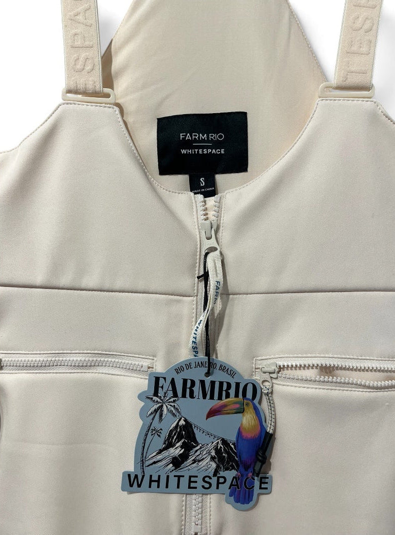 WHITESPACE/FARM Rio/Overall/S/Floral Pattern/Nylon/WHT/LUCY FLORAL SKI BIBS view 3