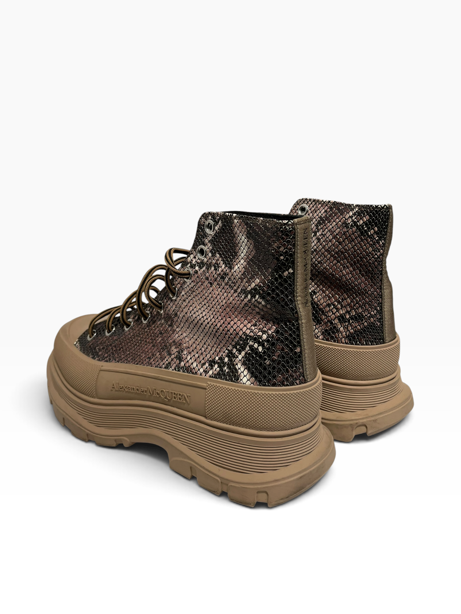 Alexander McQueen/Lace Up Boots/EU 44/Leather/BRW/SNAKE SKIN view 2