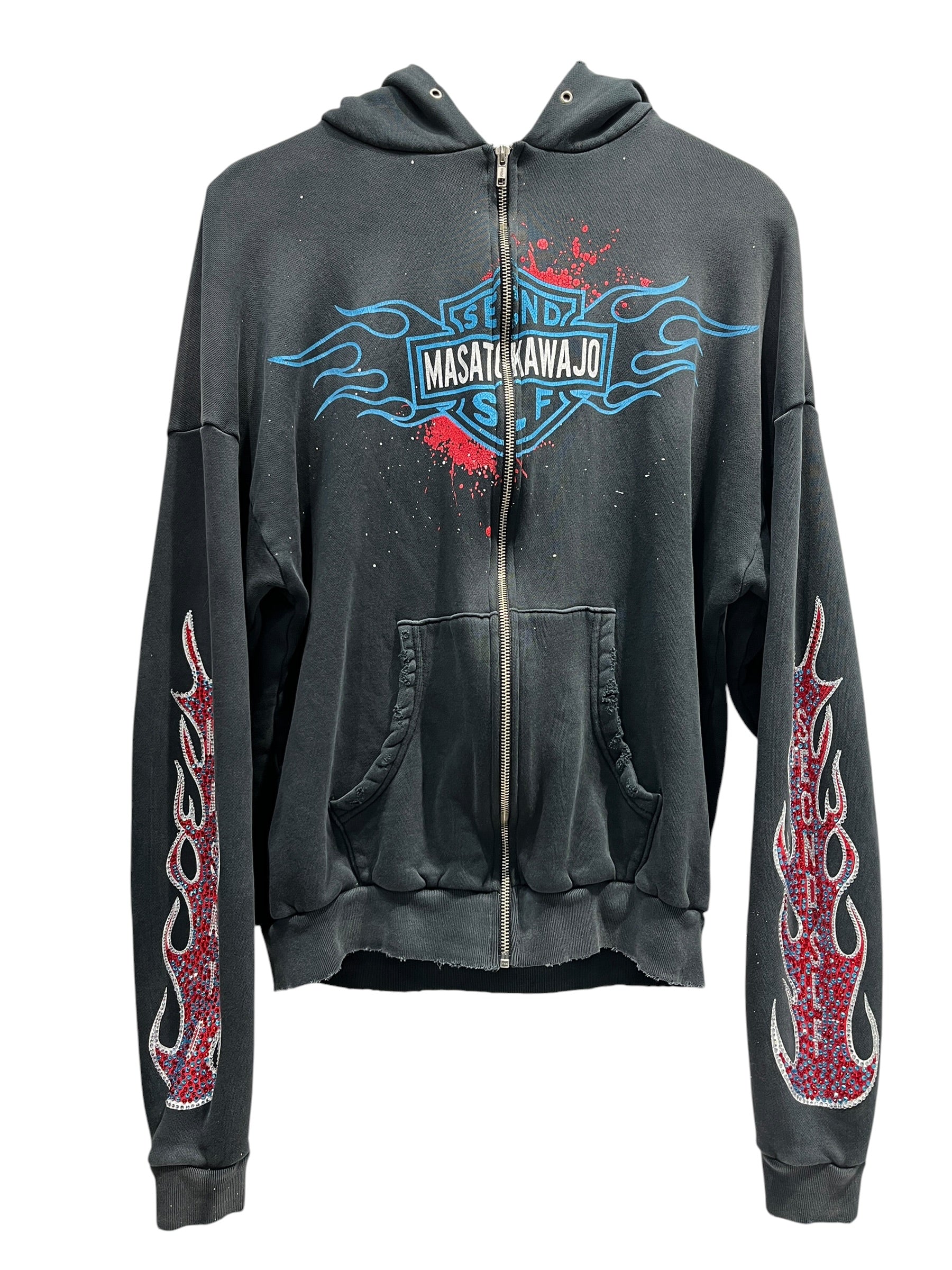 Secnd Slf/Hoodie/Graphic/Cotton/BLK/Distressed/ view 1