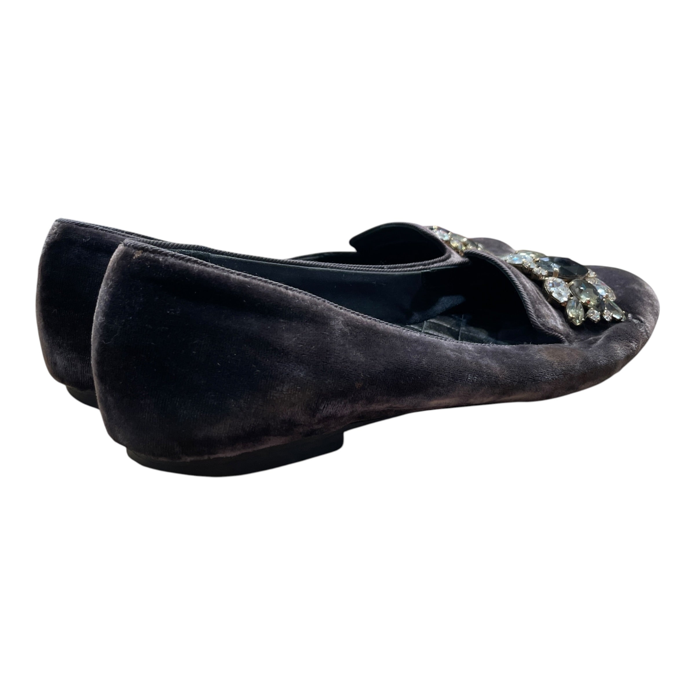 DOLCE&GABBANA/Flat Shoes/EU 35.5/Cotton/BRW/Slip-on/Black Velvet Ballet Flats view 2