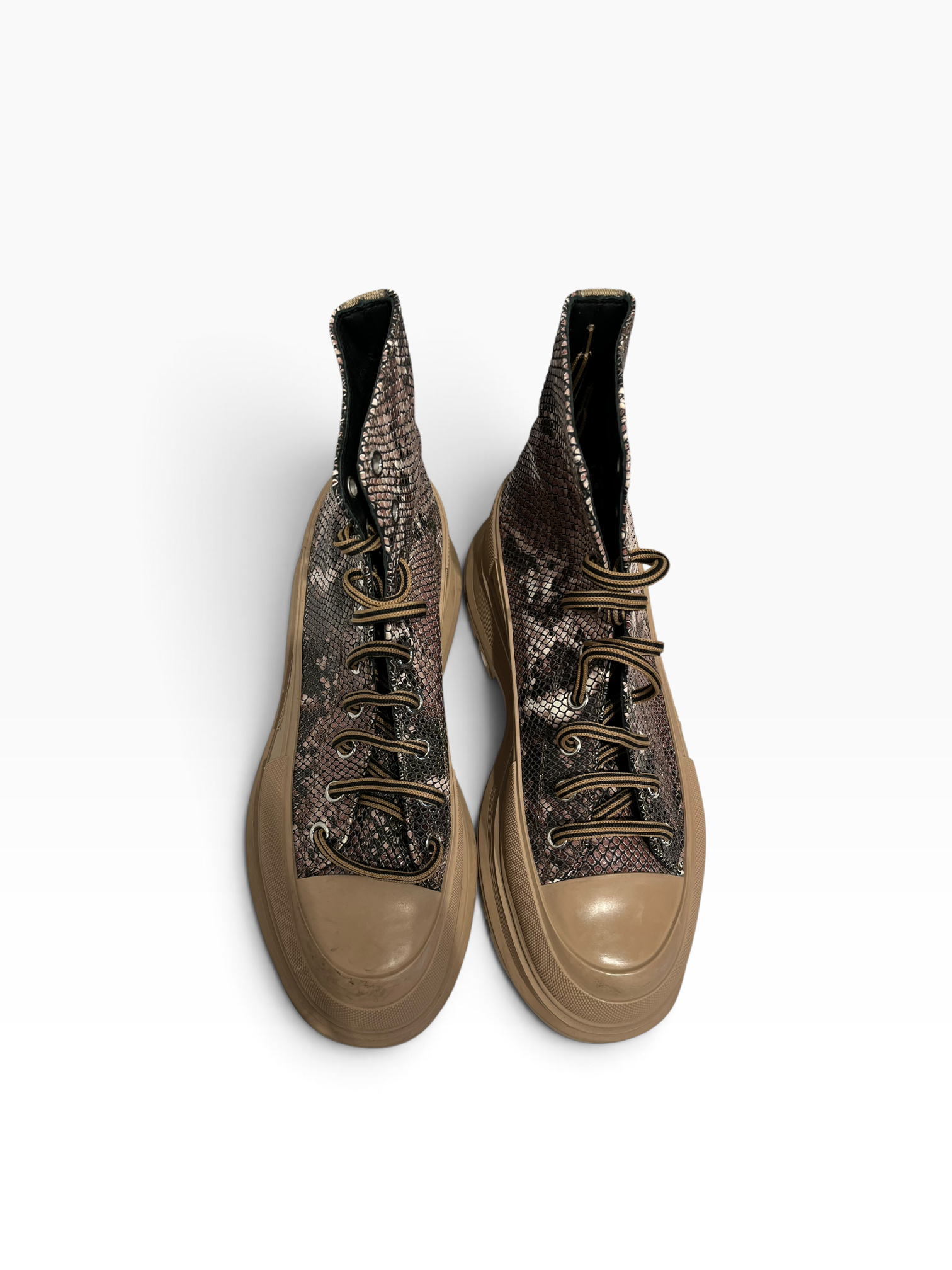 Alexander McQueen/Lace Up Boots/EU 44/Leather/BRW/SNAKE SKIN view 3