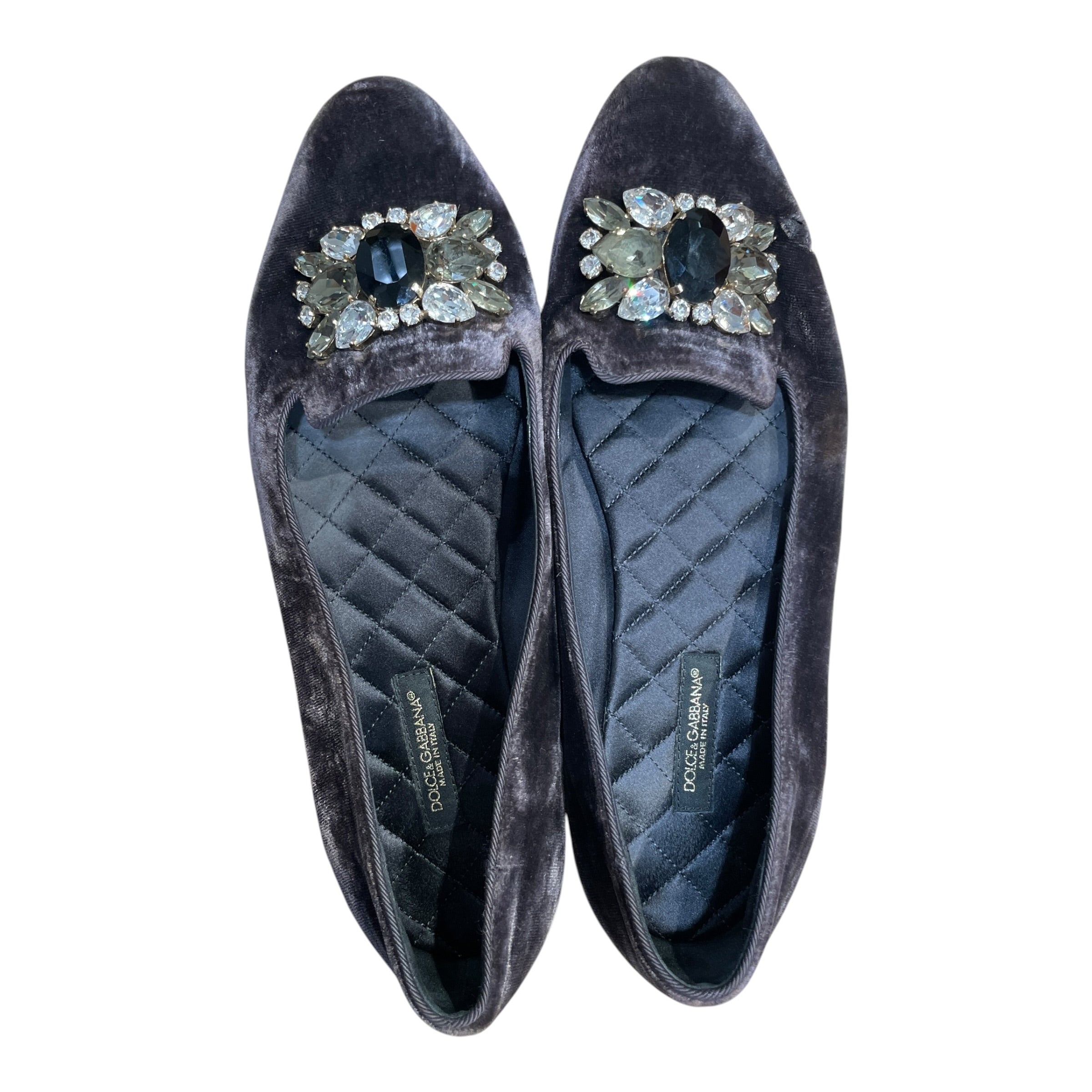 DOLCE&GABBANA/Flat Shoes/EU 35.5/Cotton/BRW/Slip-on/Black Velvet Ballet Flats view 4