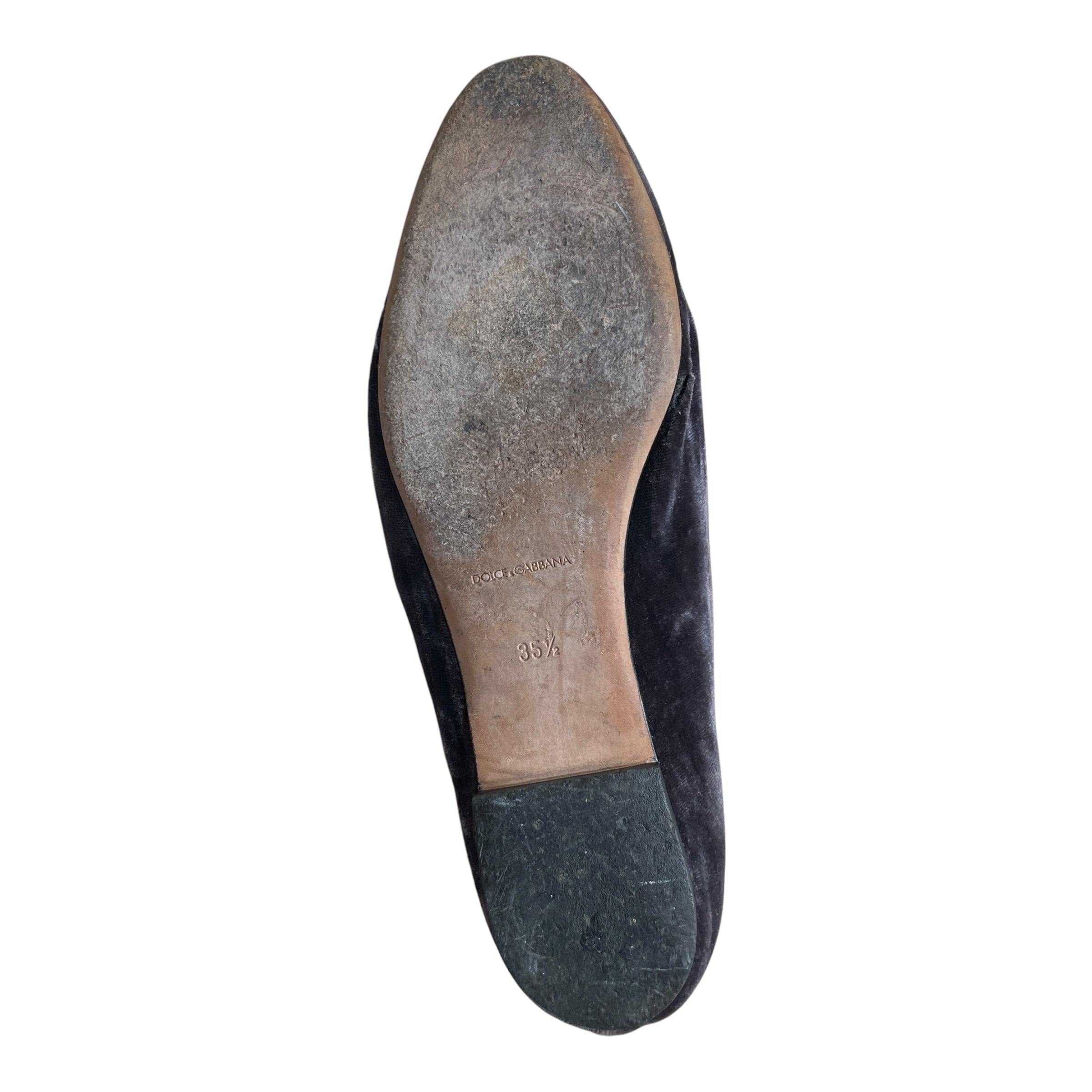 DOLCE&GABBANA/Flat Shoes/EU 35.5/Cotton/BRW/Slip-on/Black Velvet Ballet Flats view 5