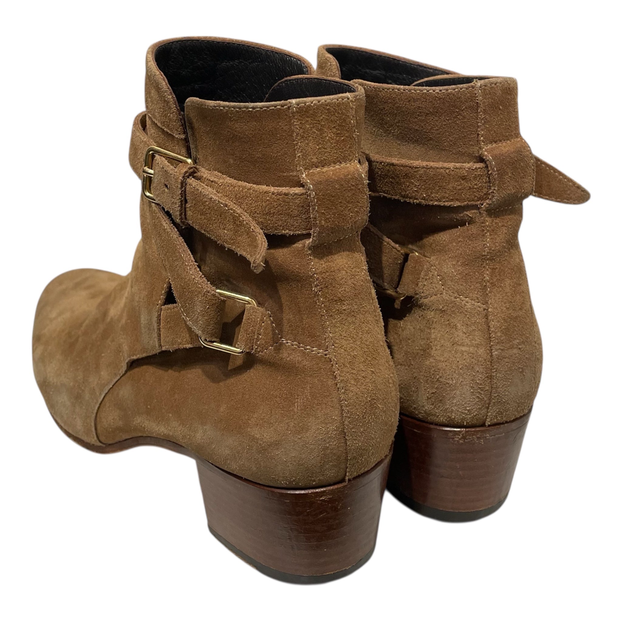 SAINT LAURENT/Boots/EU 38.5/Suede/KHK/STRAP AROUND ANKLE view 2