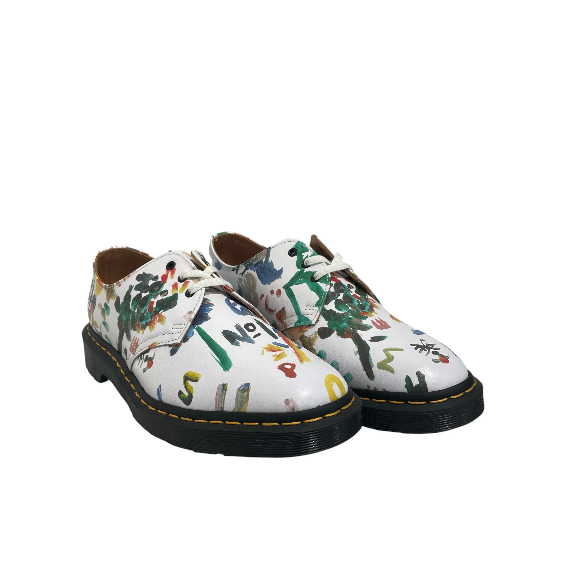 Dr.Martens/Supreme/YOHJI YAMAMOTO/Dress Shoes/XS/All Over Print/Leather/WHT/1461 Brushstroke view 1