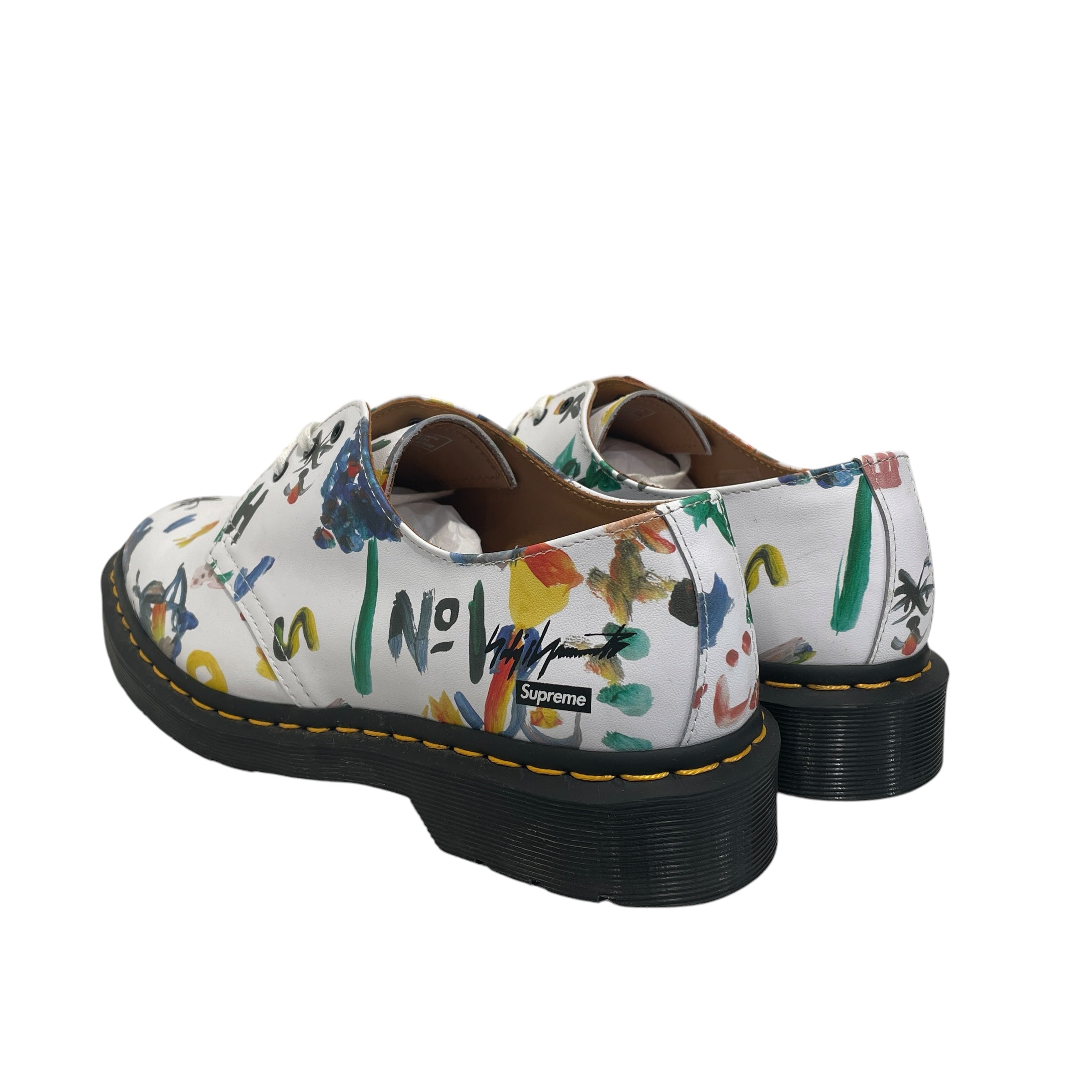 Dr.Martens/Supreme/YOHJI YAMAMOTO/Dress Shoes/XS/All Over Print/Leather/WHT/1461 Brushstroke view 2