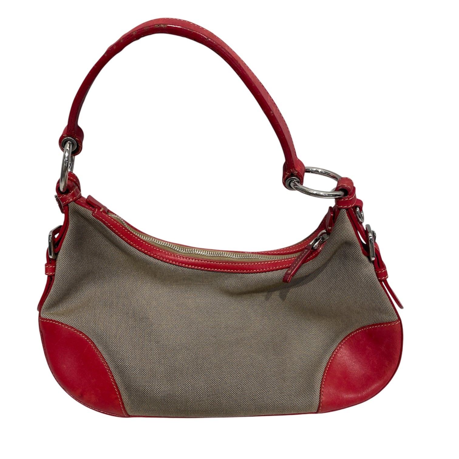 PRADA/Hand Bag/Cotton/KHK/JACQUARD LOGO SHOULDER BAG view 1