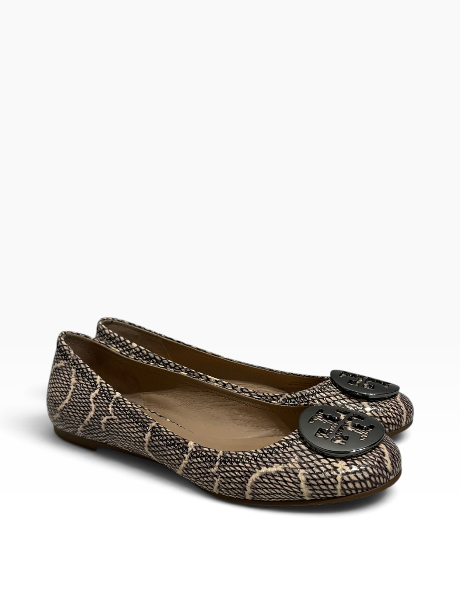 TORY BURCH/Flat Shoes/US 7.5/Animal Pattern/KHK/Reva Pewter Cobra Flats view 1