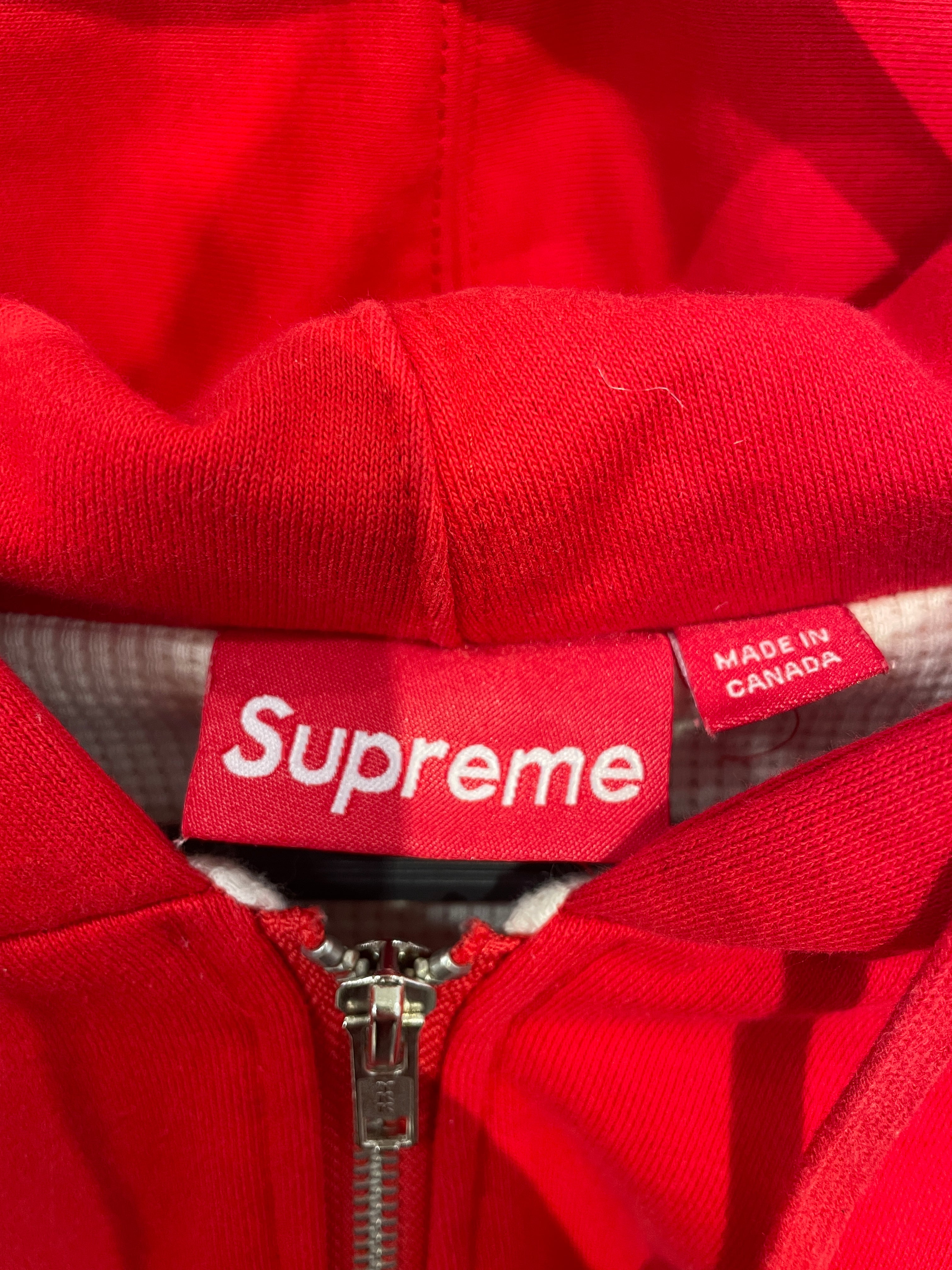 Supreme/Zip Up Hoodie/M/Cotton/RED/RED ZIP UP THERMAL LINED view 3