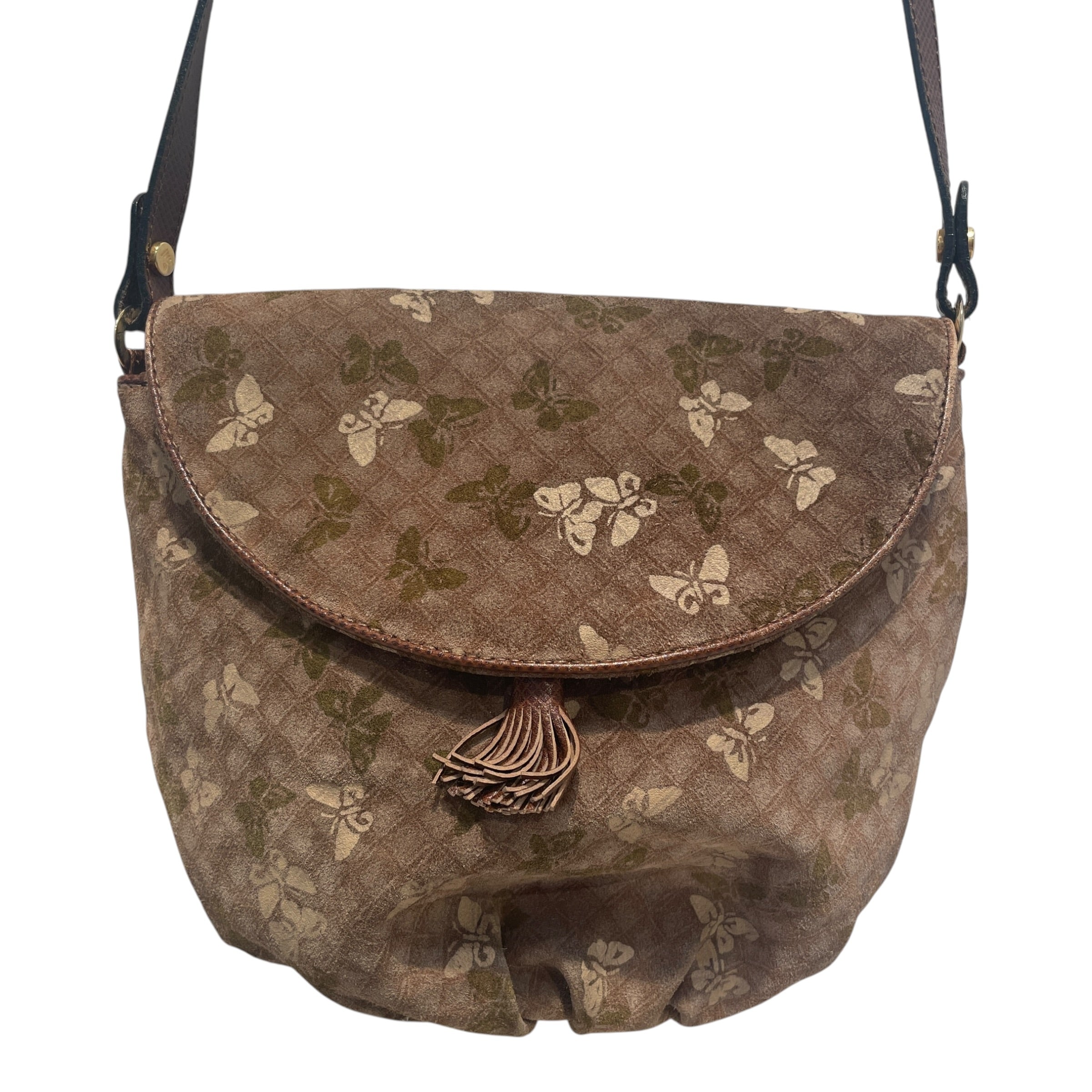 BOTTEGA VENETA/Cross Body Bag/All Over Print/Cotton/BRW/Butterfly Tassel Bag view 2