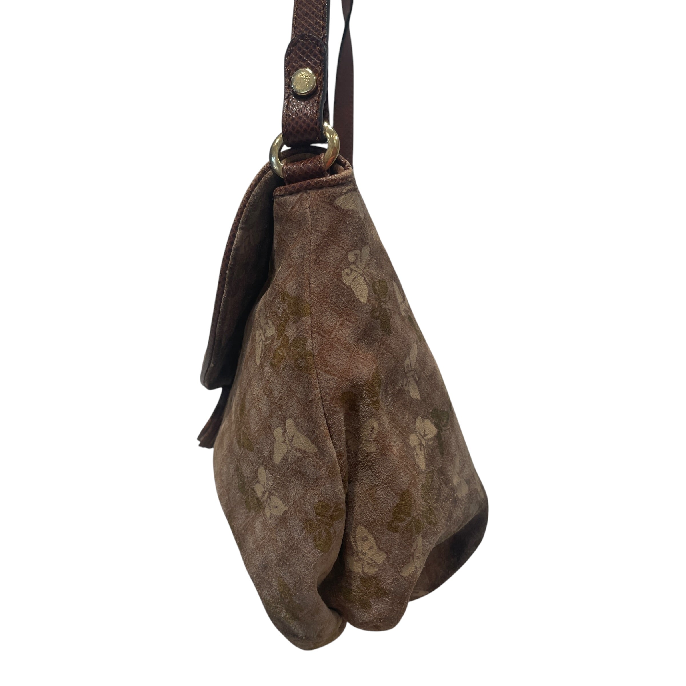 BOTTEGA VENETA/Cross Body Bag/All Over Print/Cotton/BRW/Butterfly Tassel Bag view 3