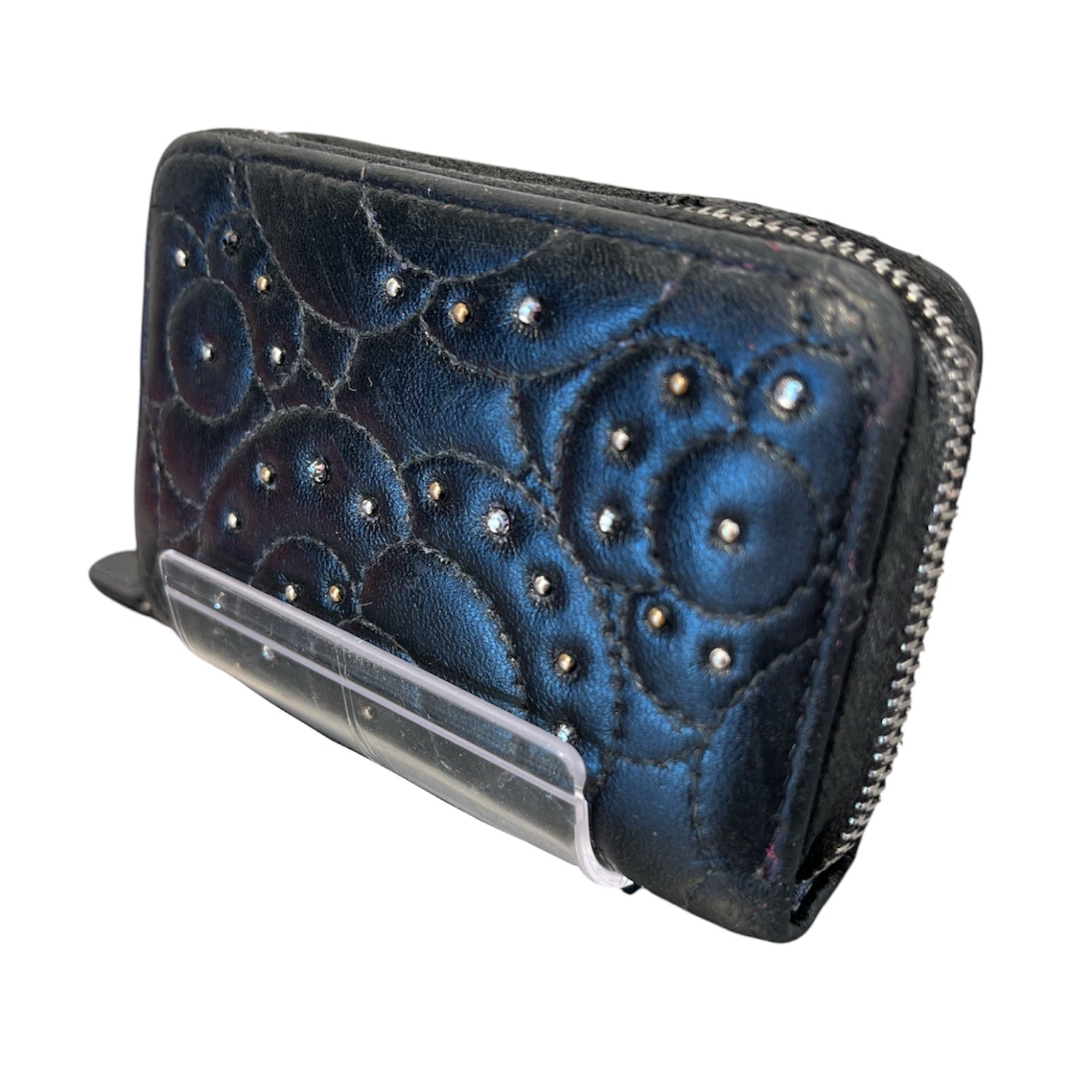 CHANEL/Coin Wallet/Leather/BLK/STUDDED CAMELLIA COIN PURSE view 2