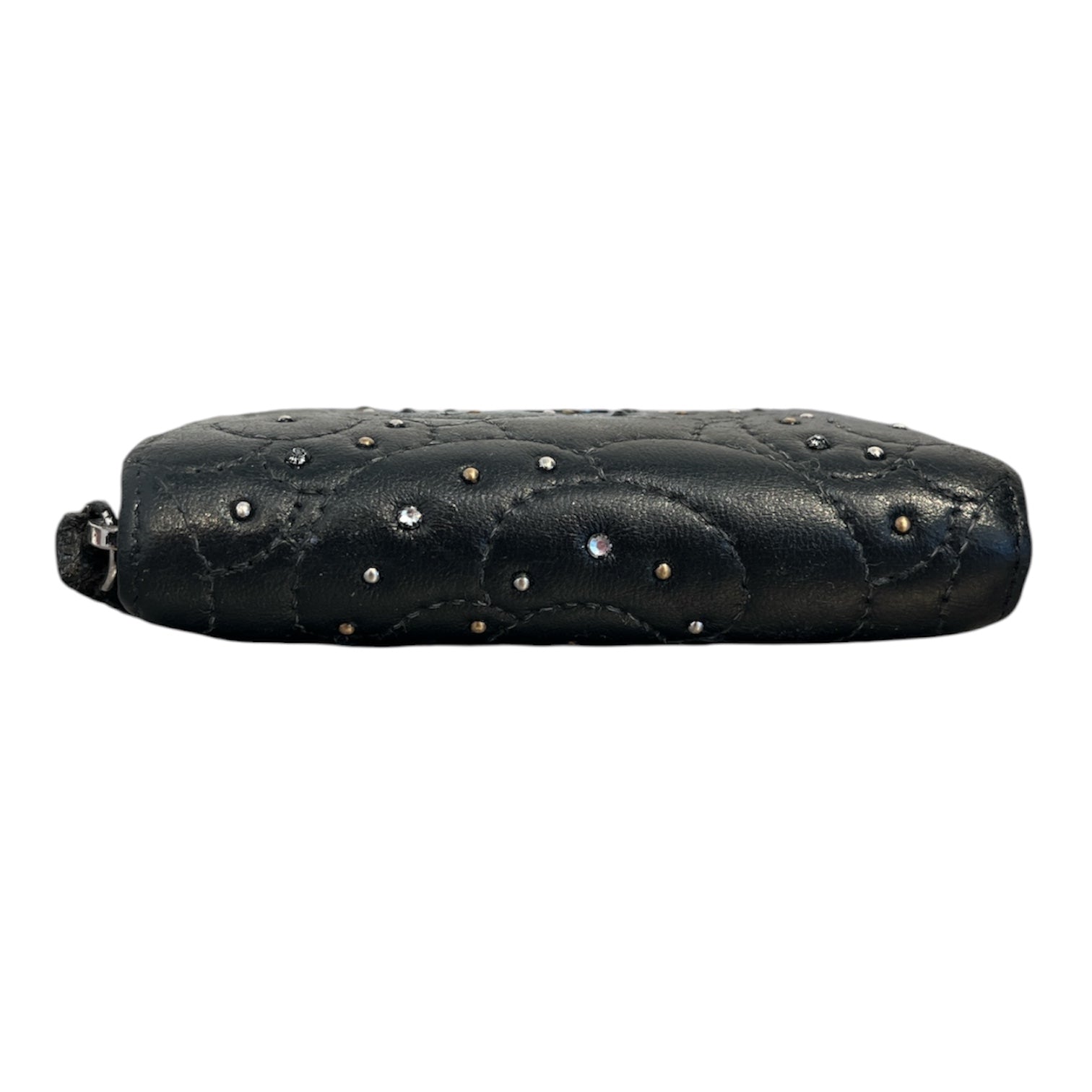 CHANEL/Coin Wallet/Leather/BLK/STUDDED CAMELLIA COIN PURSE view 3