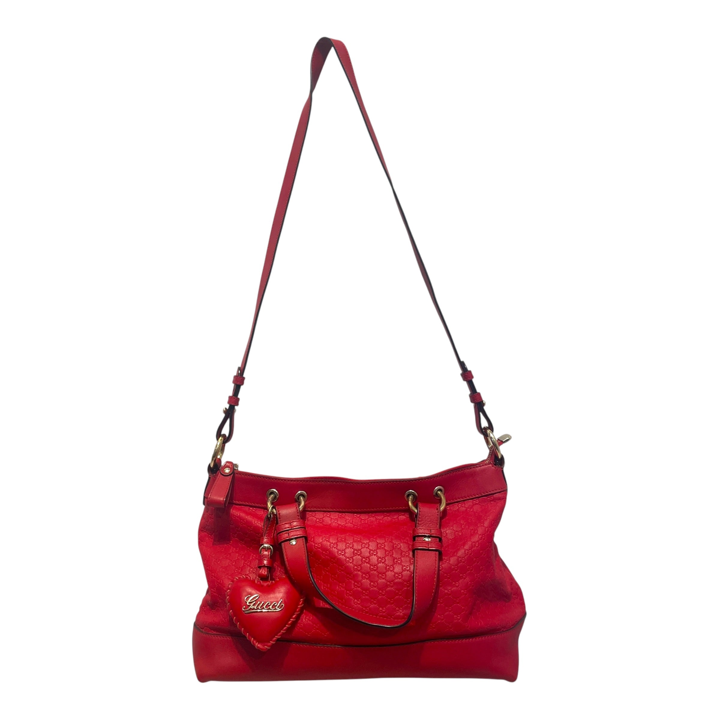 GUCCI/Hand Bag/Monogram/Leather/RED/Guccissima Valentine Bag view 1