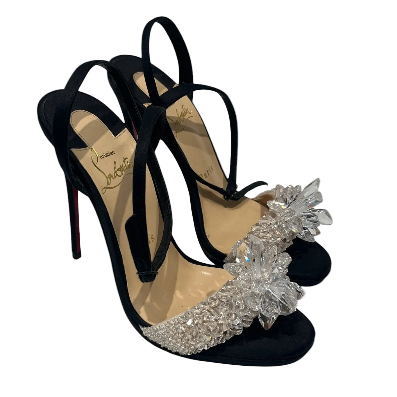 Christian Louboutin/Heels/US 6/Cotton/BLK/CRYSTAL HEELS view 1