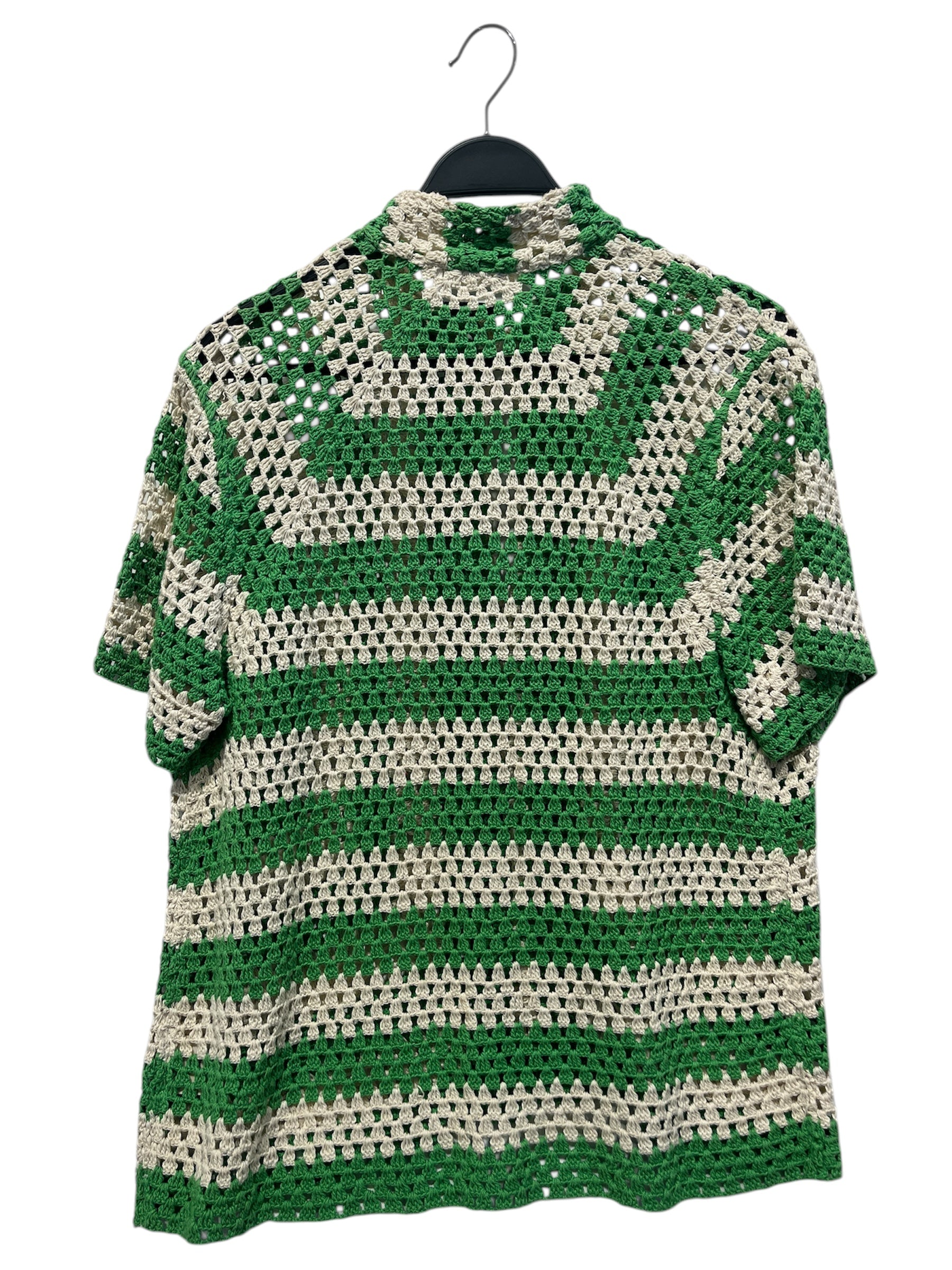 BODE/SS Shirt/XS/Cotton/GRN/Stripe/crochet knit view 2