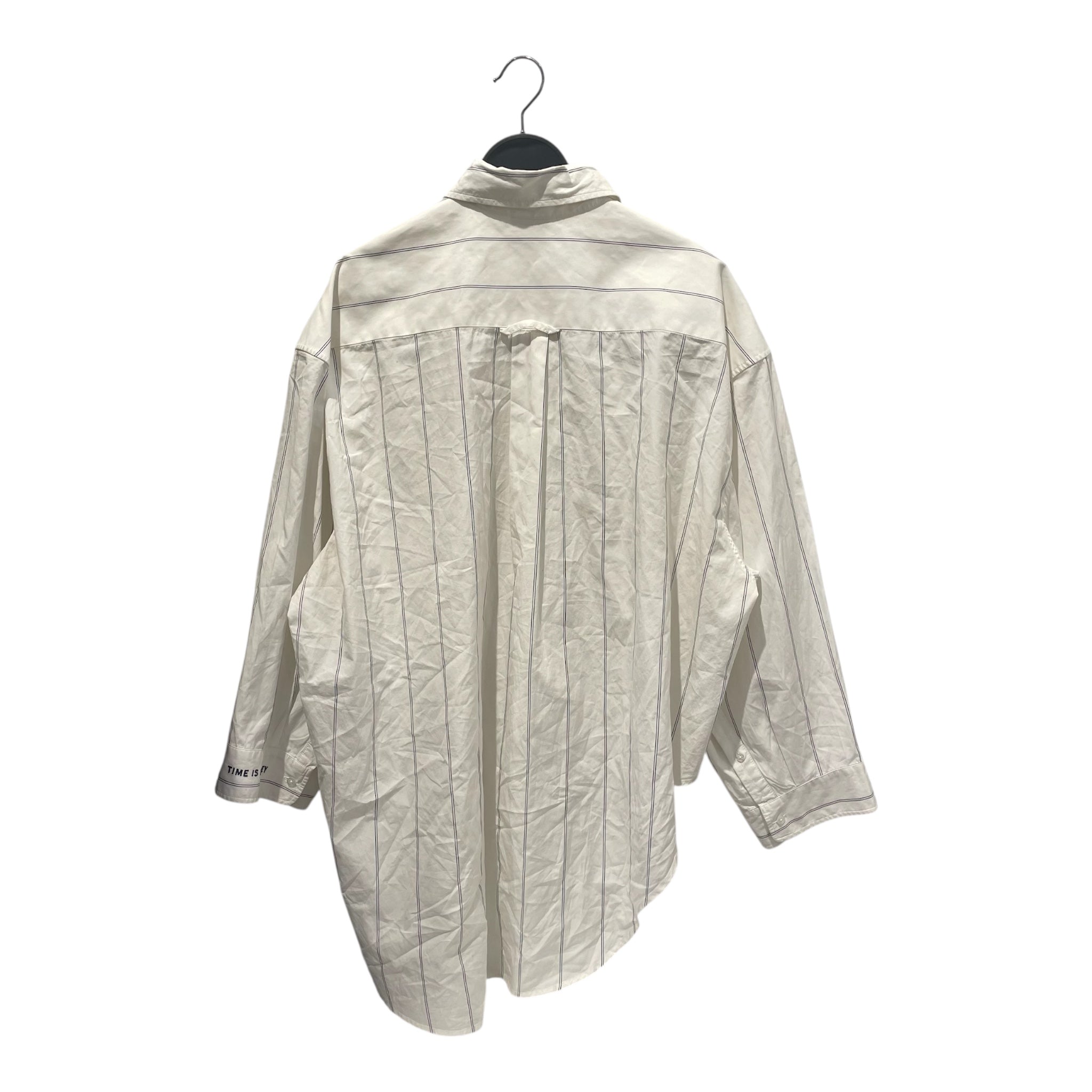 VETEMENTS/Shirt/S/Stripe/Cotton/WHT/ASYMMETRIC TIME IS MONEY view 2