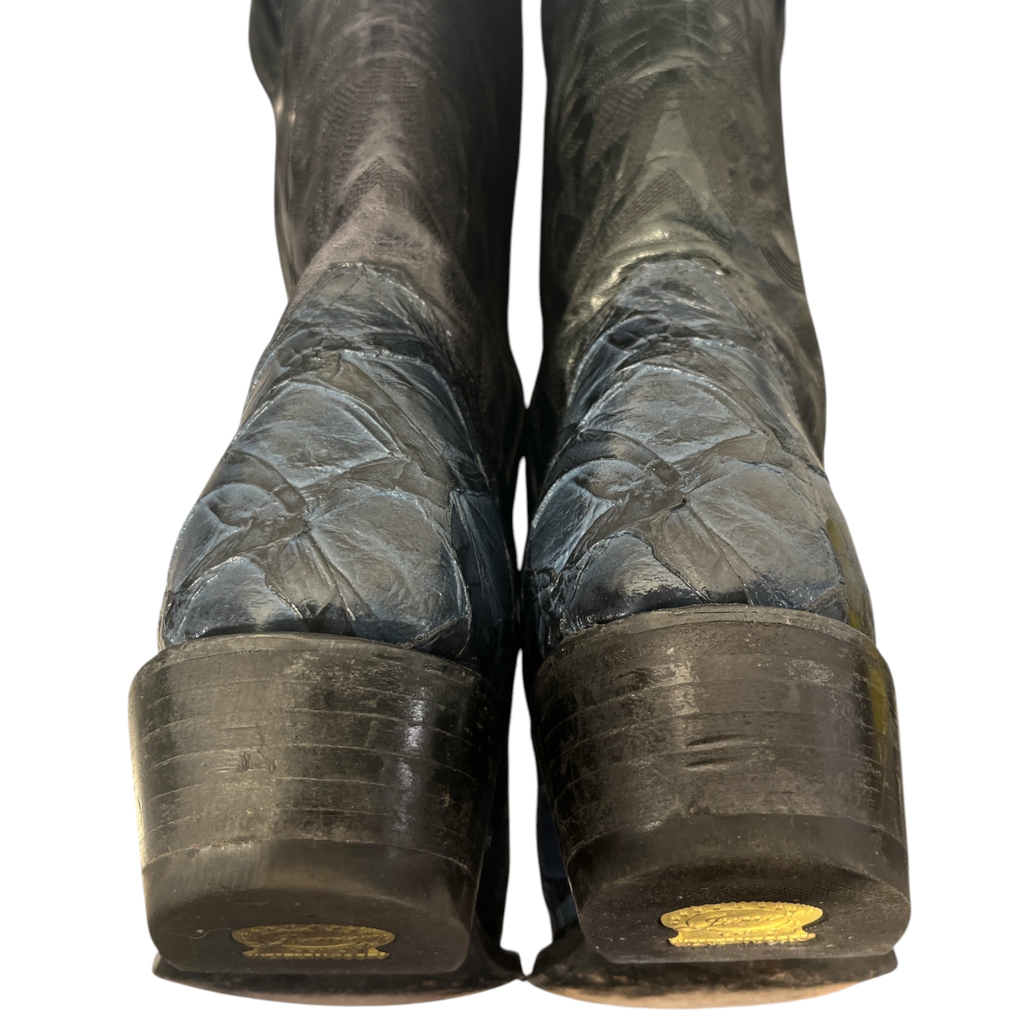 JUNIOR COWBOY/Cowboy Boots/US 10/Leather/NVY/BLUE AND BLACK YELLOW INTERIOR view 5