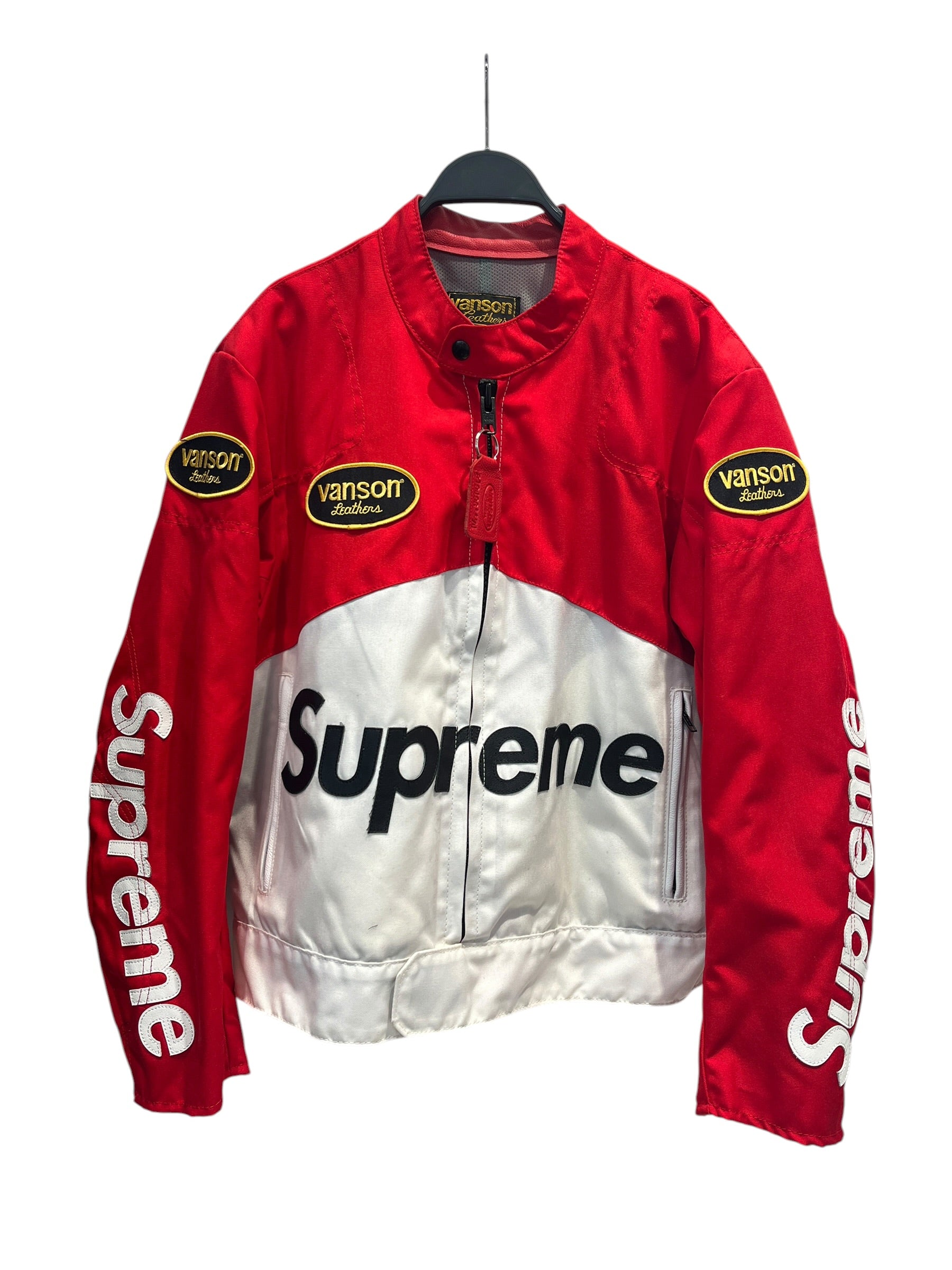 VANSON/Supreme/Jacket/M/Leather/RED/CORDURA HALF WHITE view 1