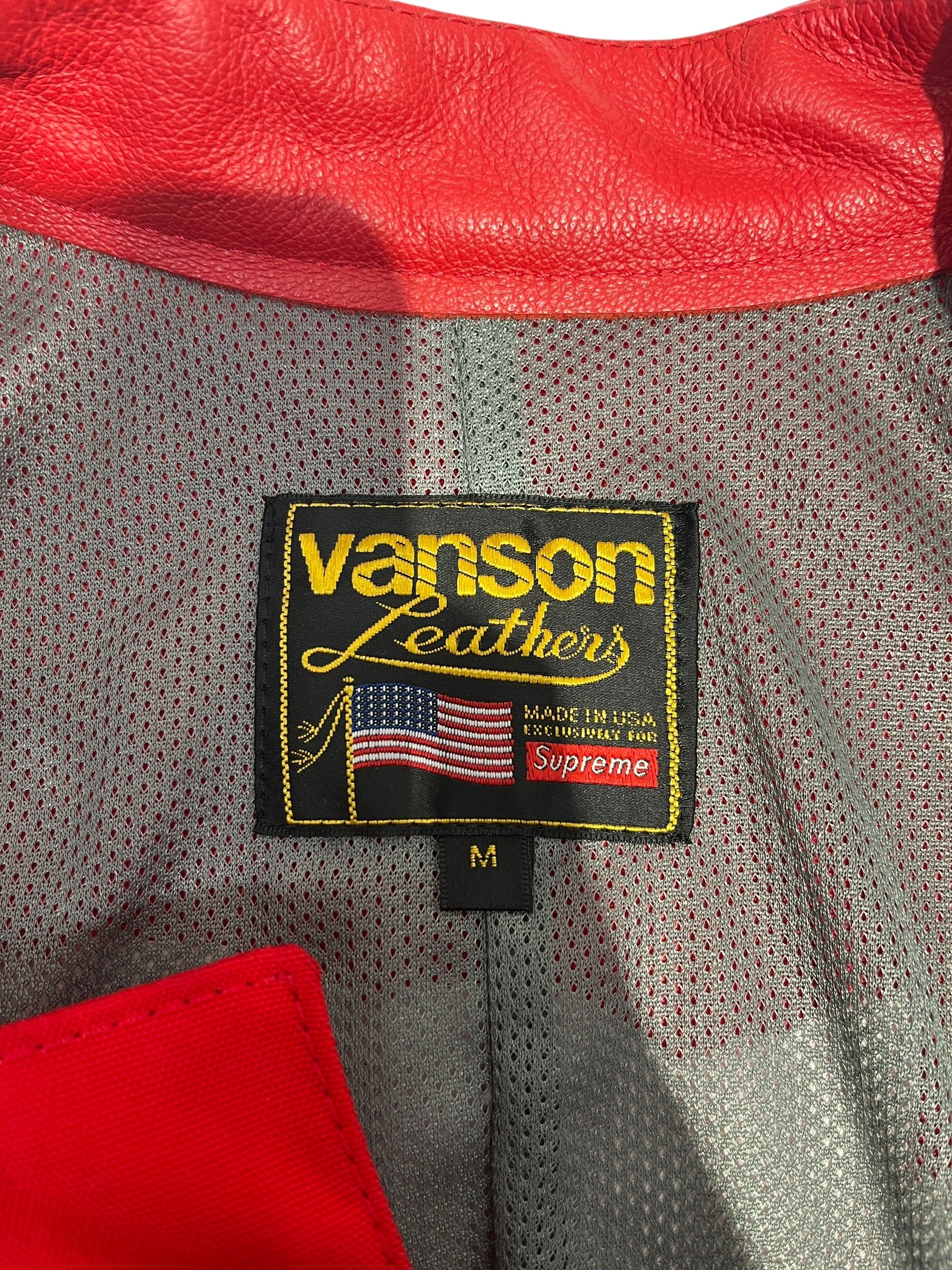 VANSON/Supreme/Jacket/M/Leather/RED/CORDURA HALF WHITE view 3