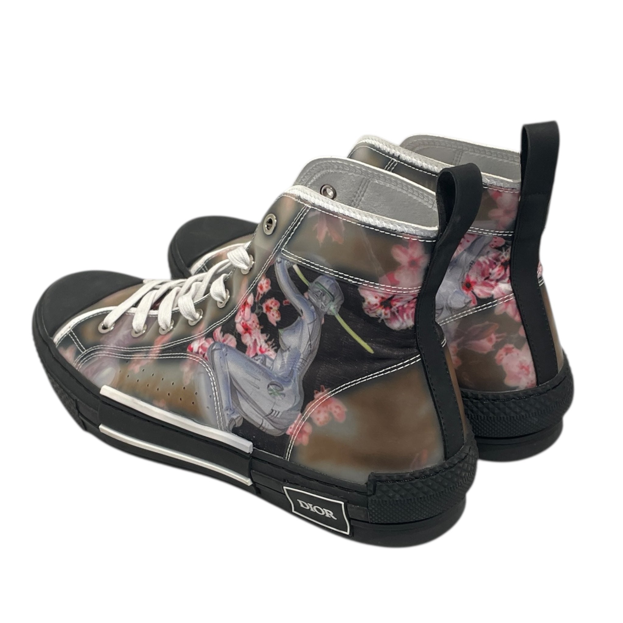 Dior HOMME/Hi-Sneakers/EU 44/Floral Pattern/Cotton/BLK/Hajime Sorayama B23 view 2