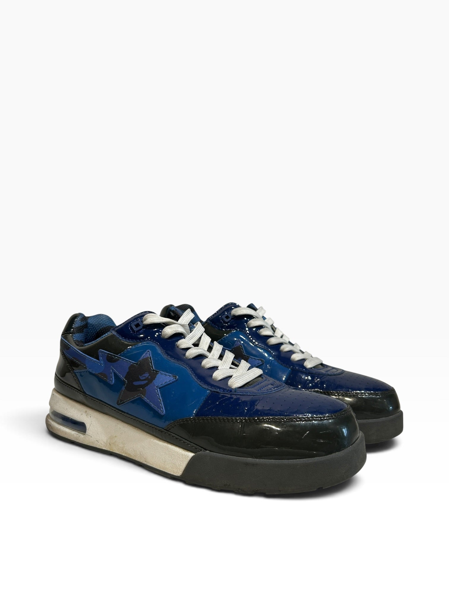 A BATHING APE/Low-Sneakers/US 9.5/Leather/BLU/patent leather roadsta view 1