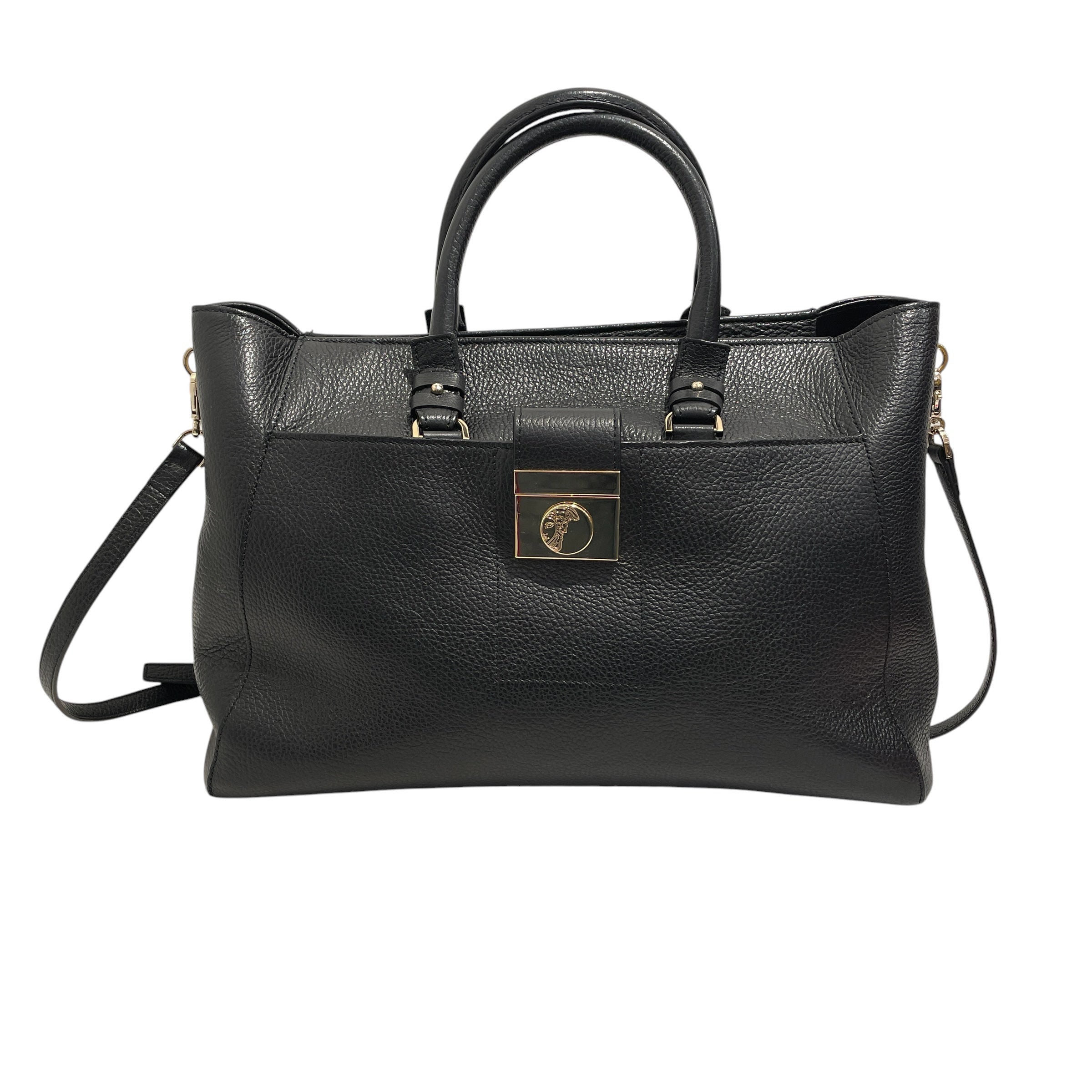 VERSACE/Hand Bag/Leather/BLK/PEBBLED LEATHER view 1