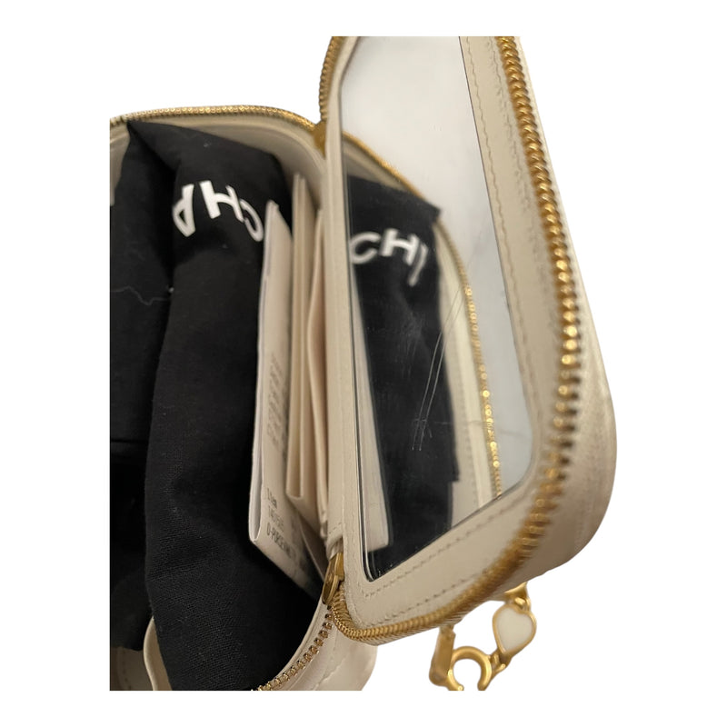 CHANEL/Cross Body Bag/Leather/WHT/VANITY BOX GOLD HRDWR WHITE