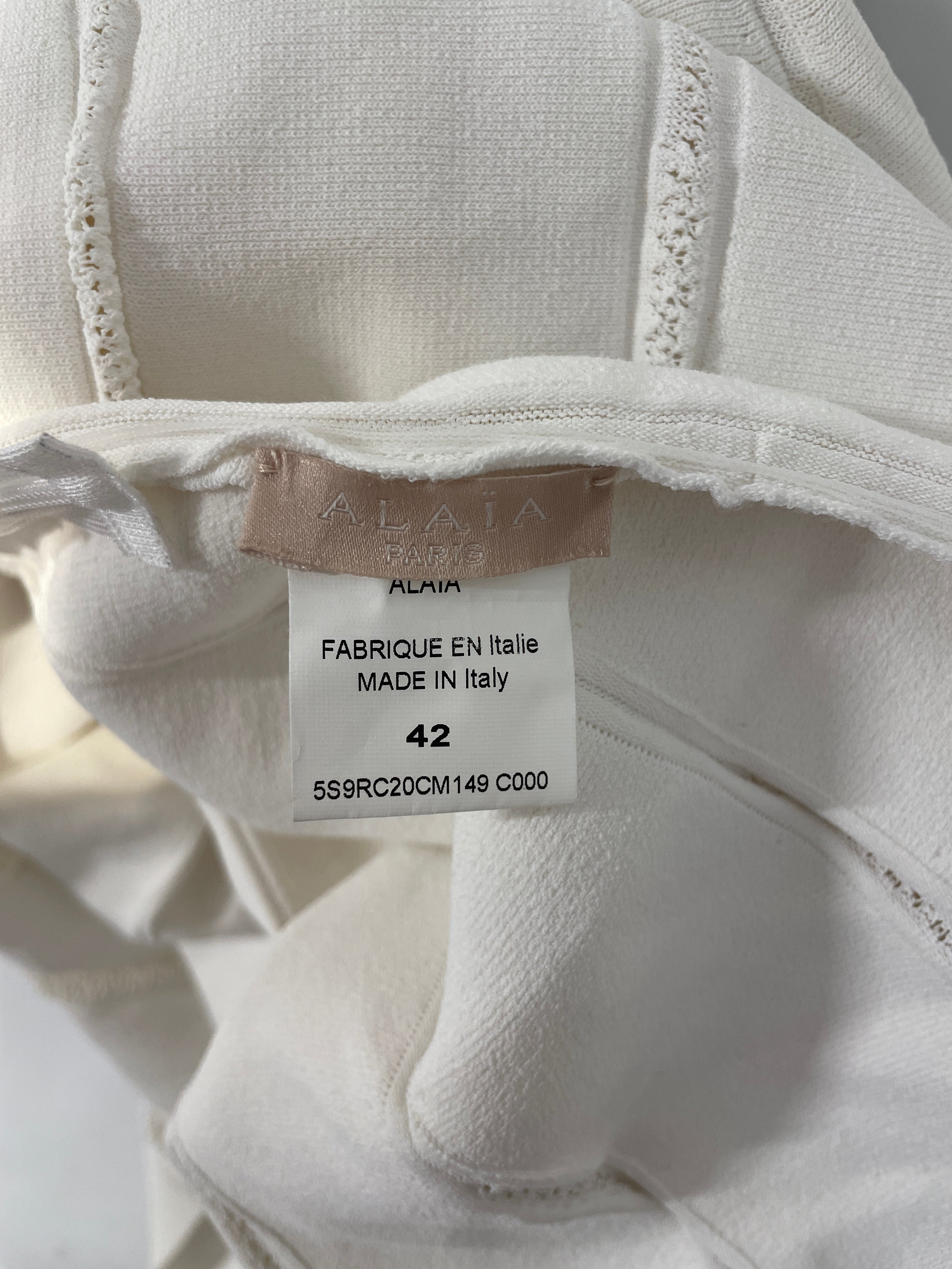 ALAIA/SL Dress/42/Polyester/WHT/MINI HOLES SHOULDERS, view 3