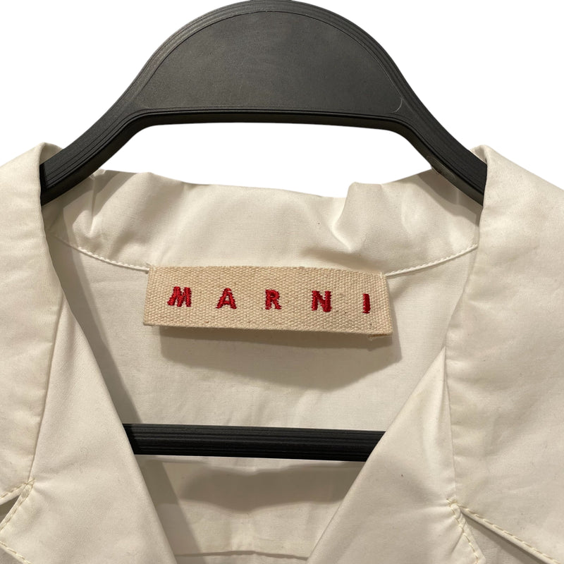 MARNI/Blouse/44/Cotton/WHT/Gather/green gather at hem
