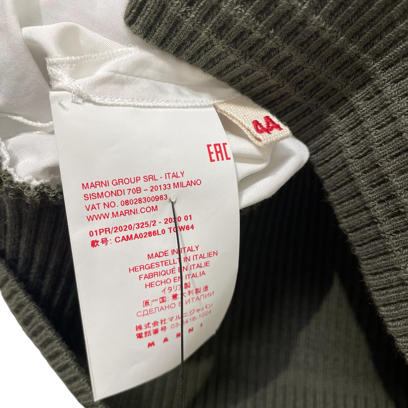 MARNI/Blouse/44/Cotton/WHT/Gather/green gather at hem