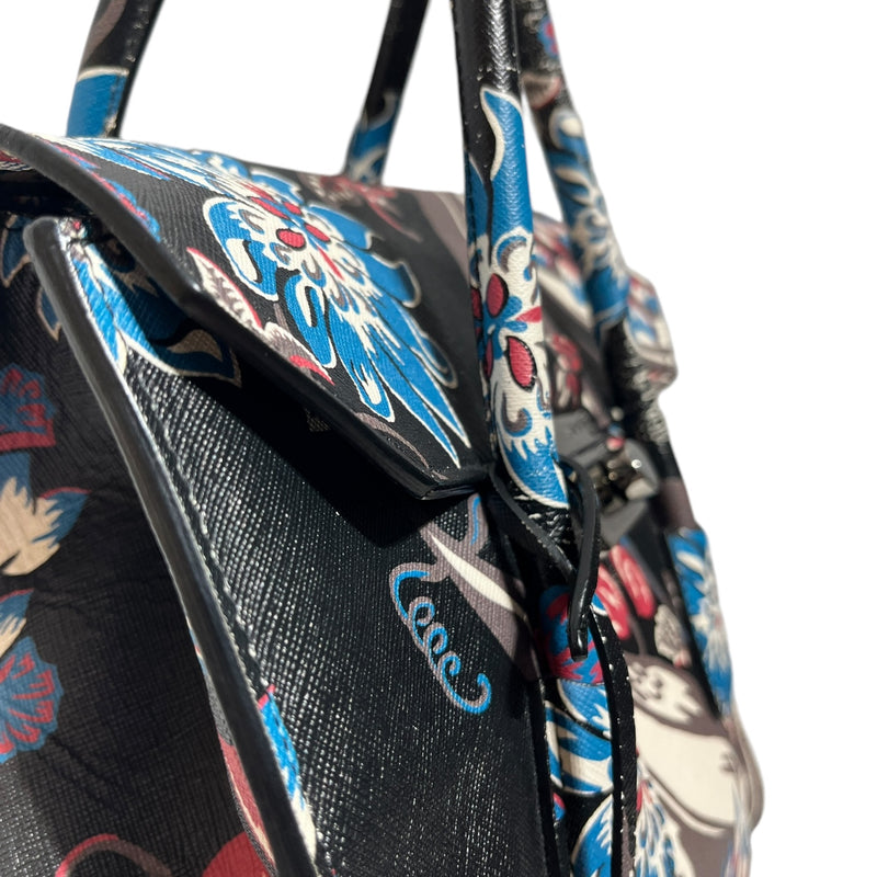 PRADA/Clutch Bag/All Over Print/Leather/BLU/SAFFIANO FLOWER