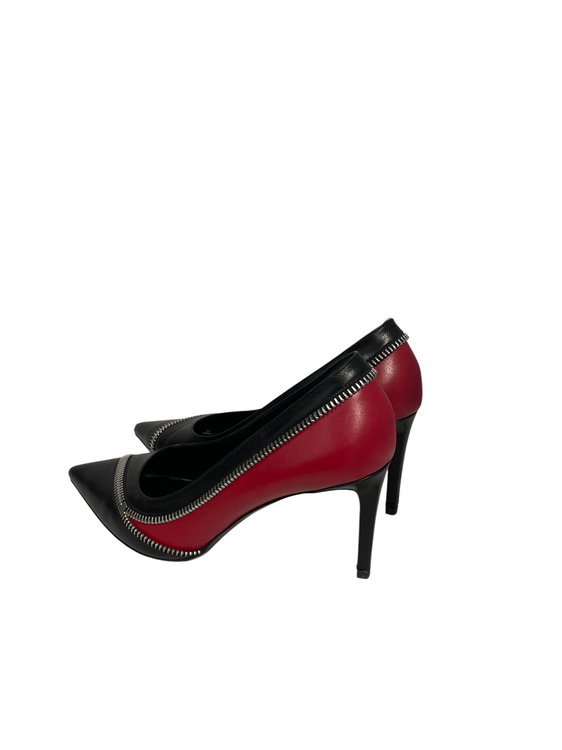 YVES SAINT LAURENT/Heels/US 9/Leather/BLK/V-Tip/Zipper RED view 2