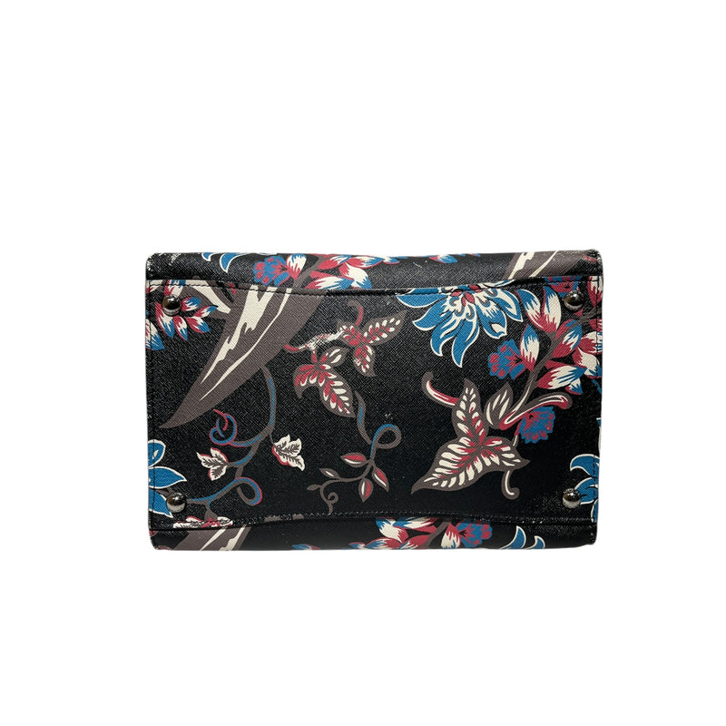 PRADA/Clutch Bag/All Over Print/Leather/BLU/SAFFIANO FLOWER