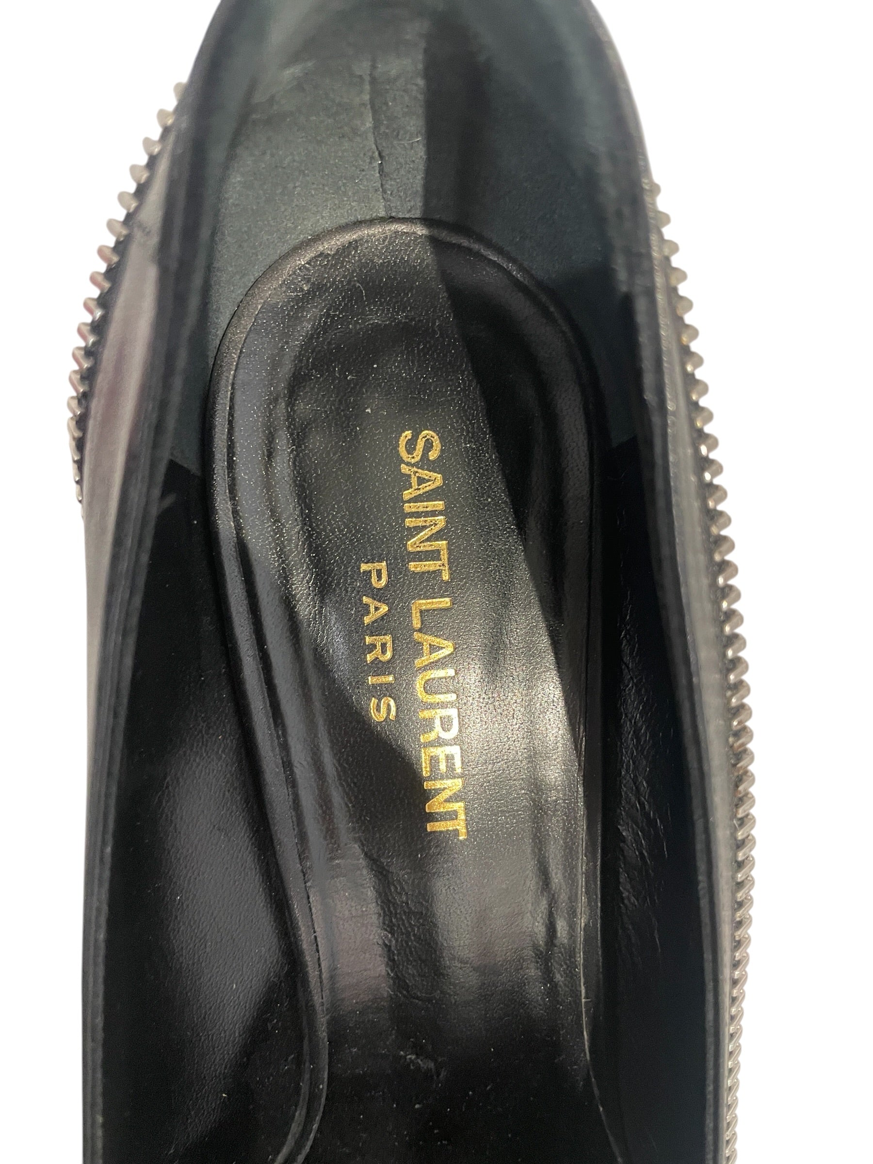 YVES SAINT LAURENT/Heels/US 9/Leather/BLK/V-Tip/Zipper RED view 3