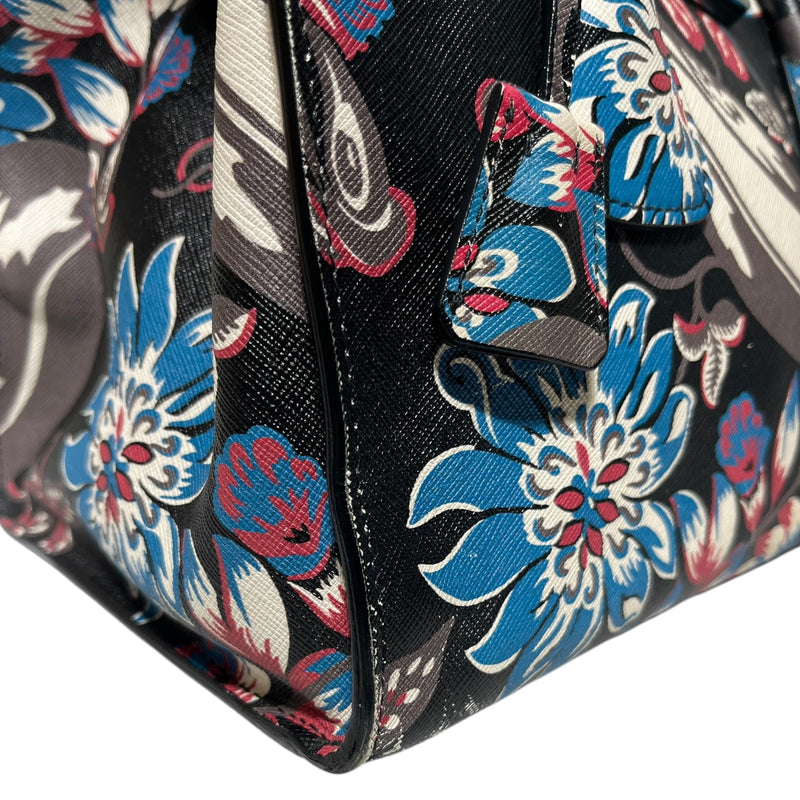 PRADA/Clutch Bag/All Over Print/Leather/BLU/SAFFIANO FLOWER